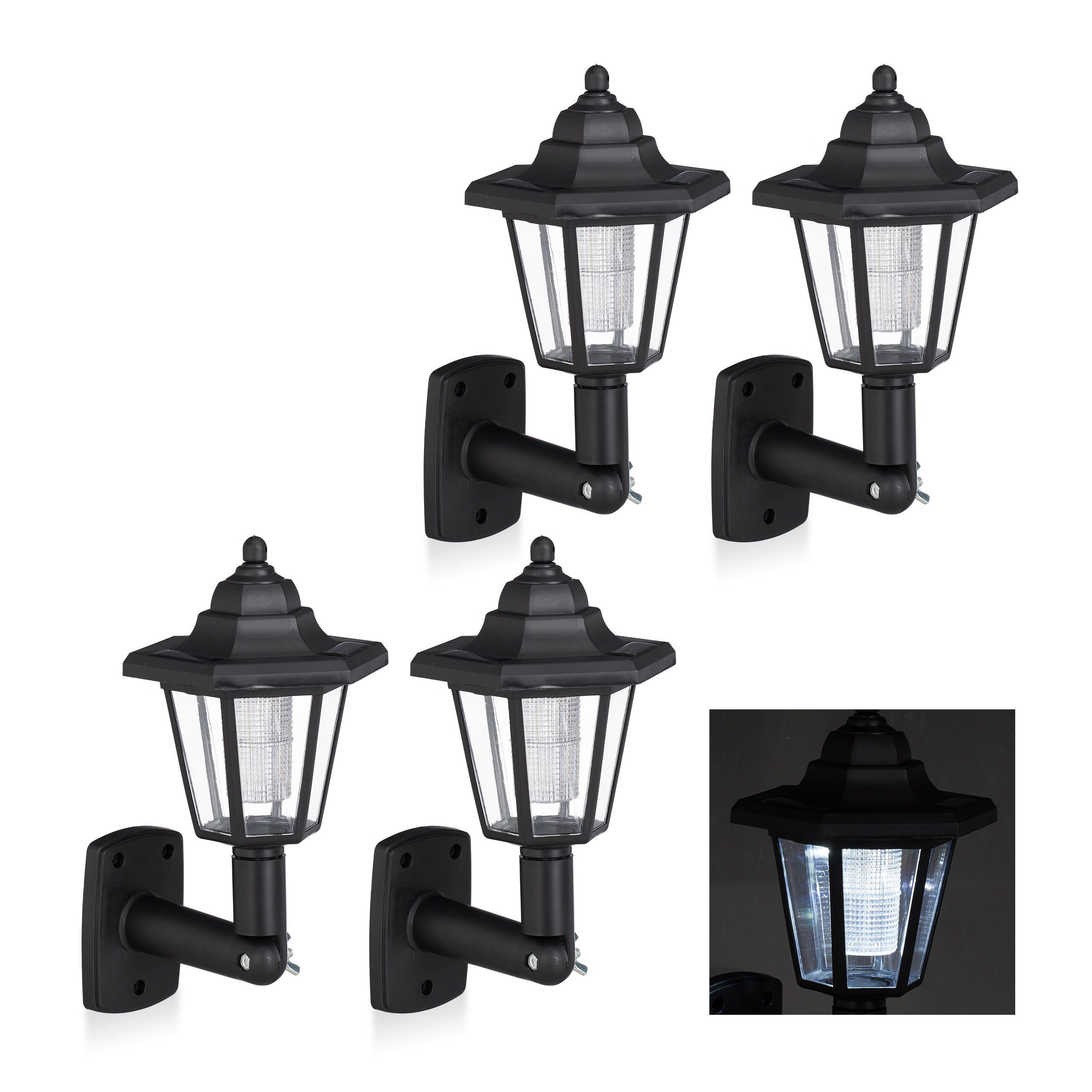 relaxdays Gartenleuchte 4 x Solar Wandlaterne günstig online kaufen