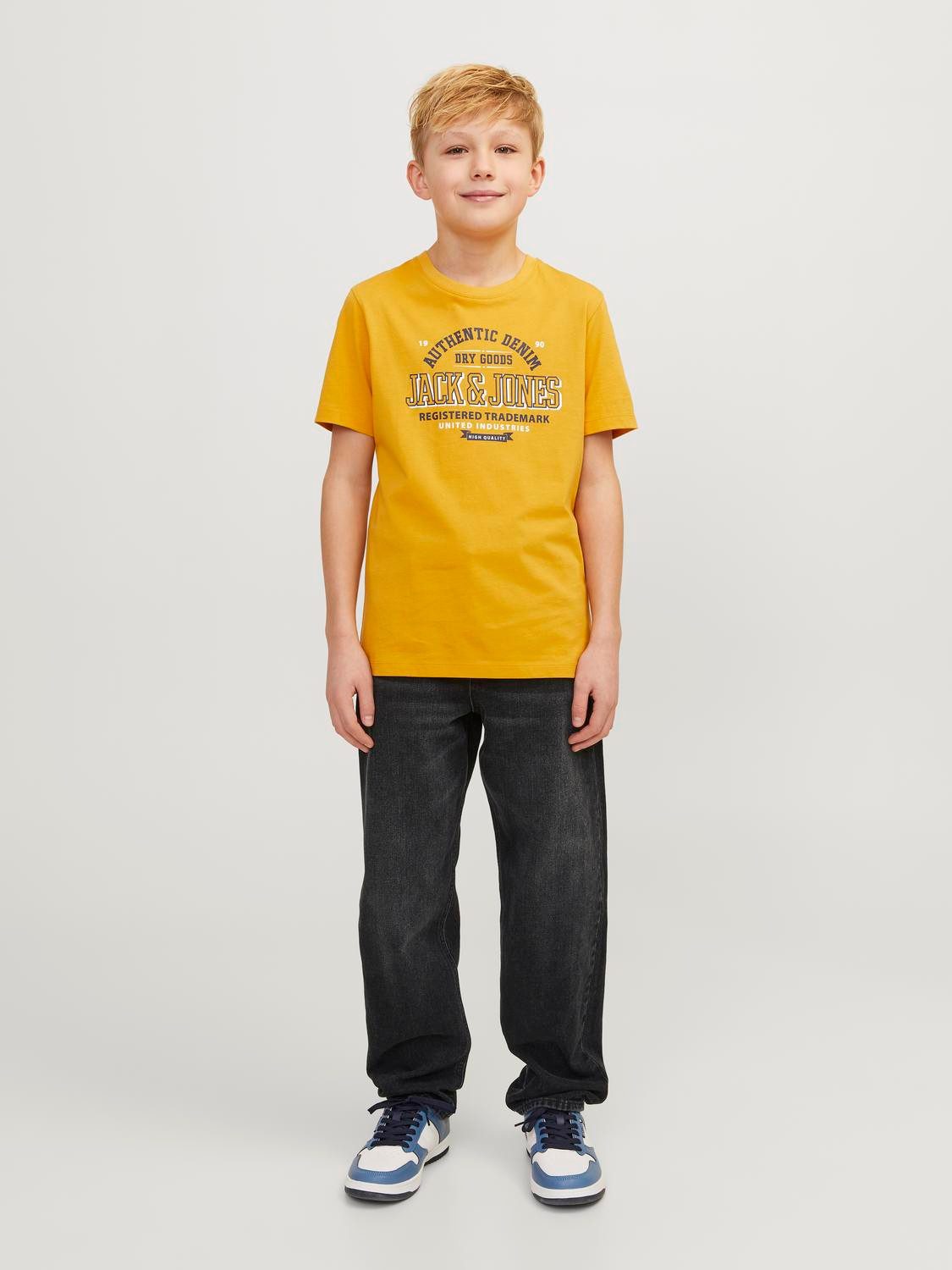Jack & Jones Junior Relax-fit-Jeans JJICHRIS bequem, pflegeleicht, mit Taschen Abriebeffekte, modisch, loose fit, Denim
