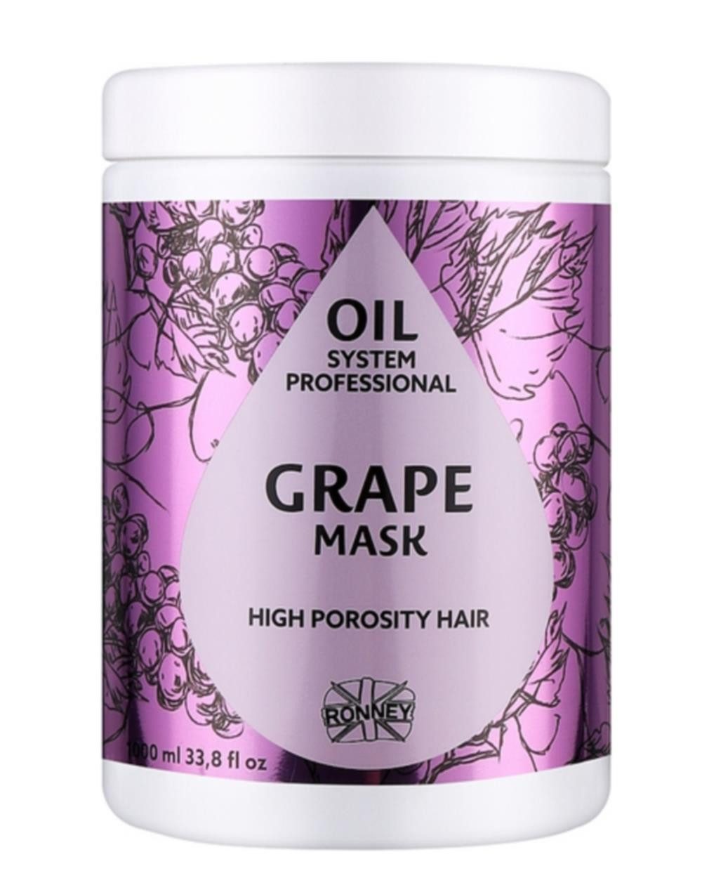 Haarmaske Ronney Professional Oil System Grape Maske für Haare mit hoher Porosit, Packung, Revitalisiert hochporöses Haar und spendet intensive Feuchtigkeit