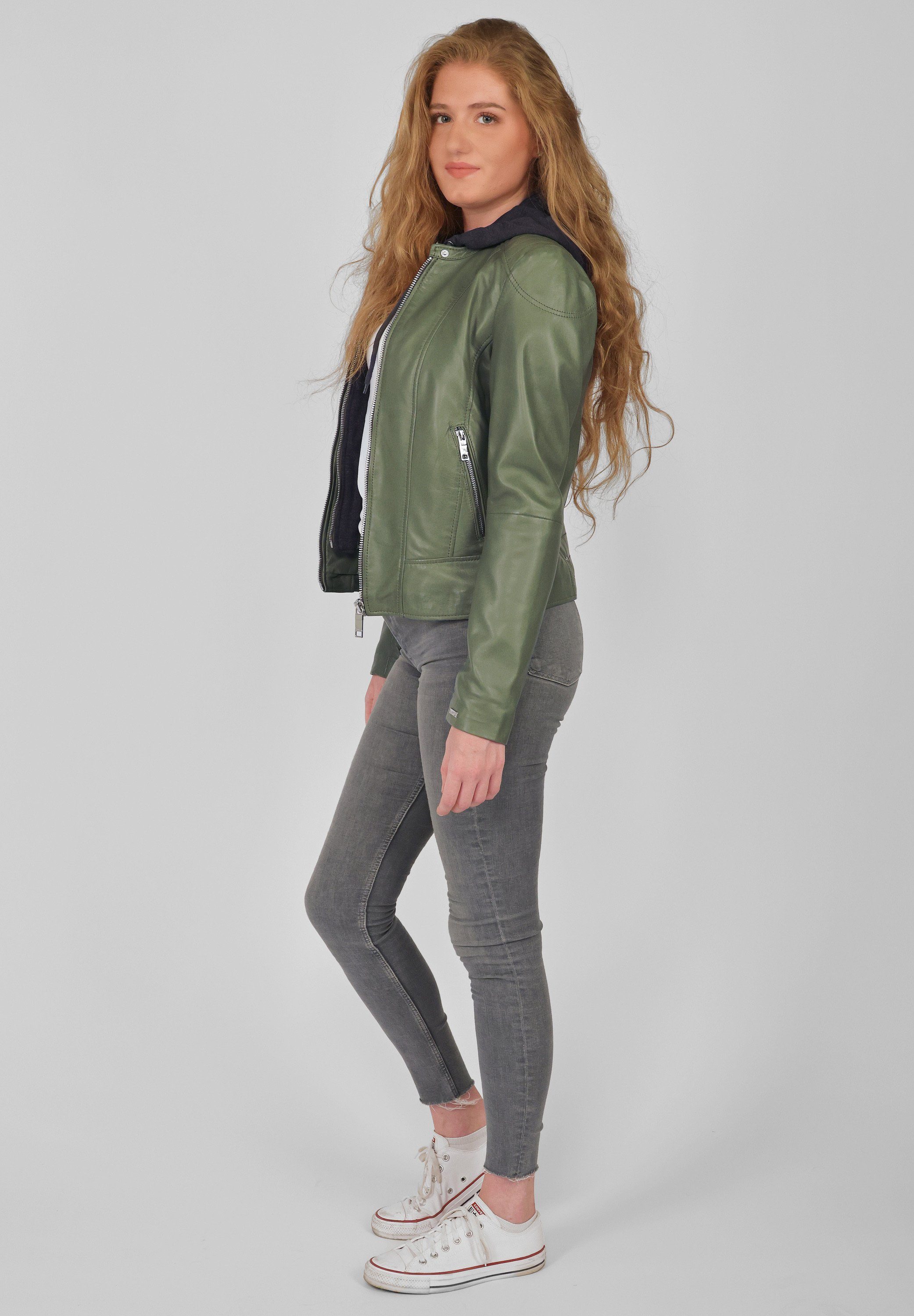 leaf Mico Lederjacke green Maze