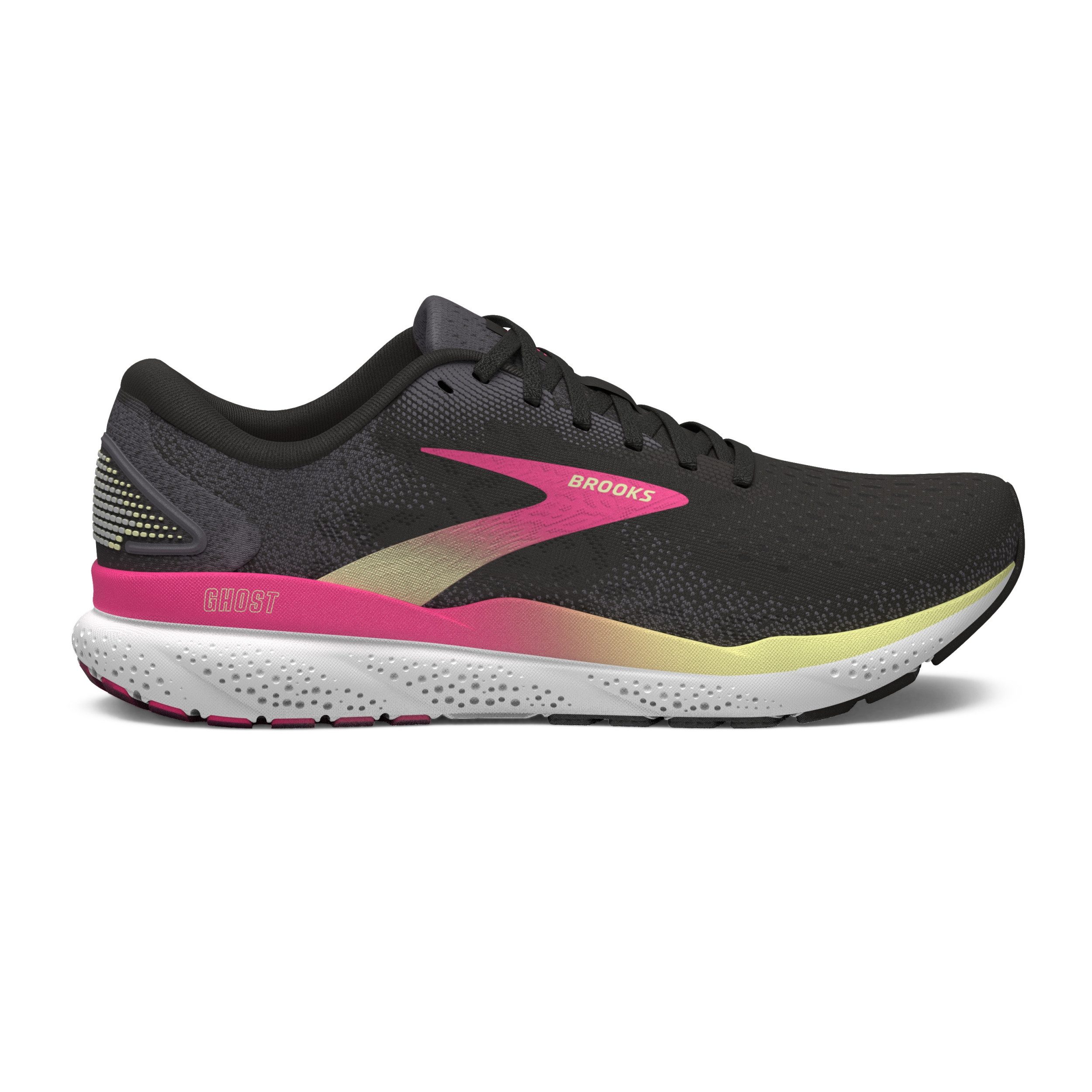 Brooks Ghost 16 - Damen Laufschuh - Narrow-Breite - Black/Pink/Yellow Laufschuh