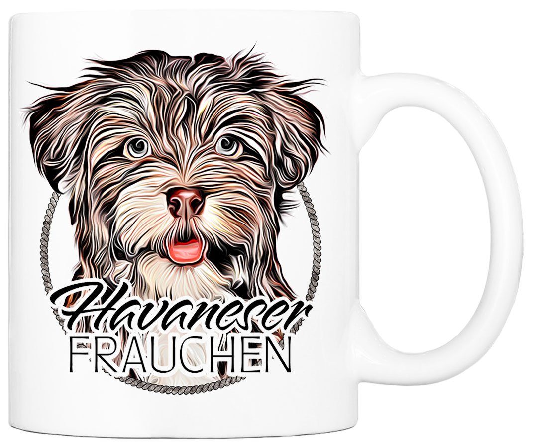 Cadouri Tasse HAVANESER FRAUCHEN - Kaffeetasse für Hundefreunde, Keramik, mit Hunderasse, beidseitig bedruckt, handgefertigt, Geschenk, 330 ml