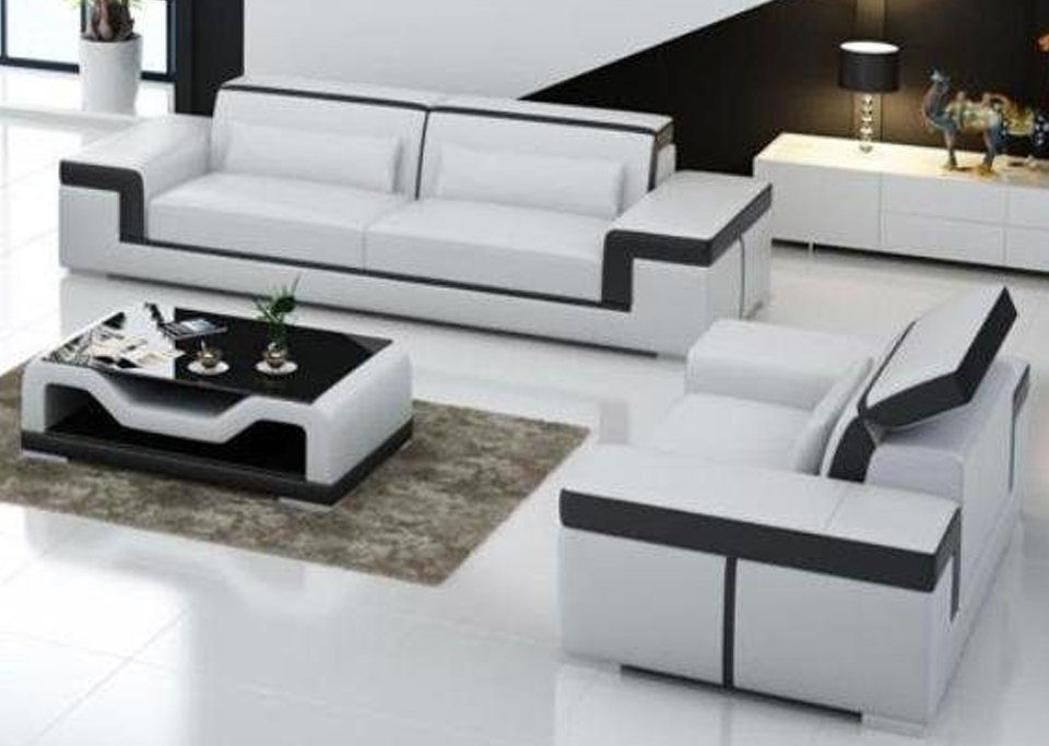 JVmoebel Sofa Sofas Europe Schwarze Polster 3+1 Sitzer, Leder Couche in Modern Made Sofagarnitur