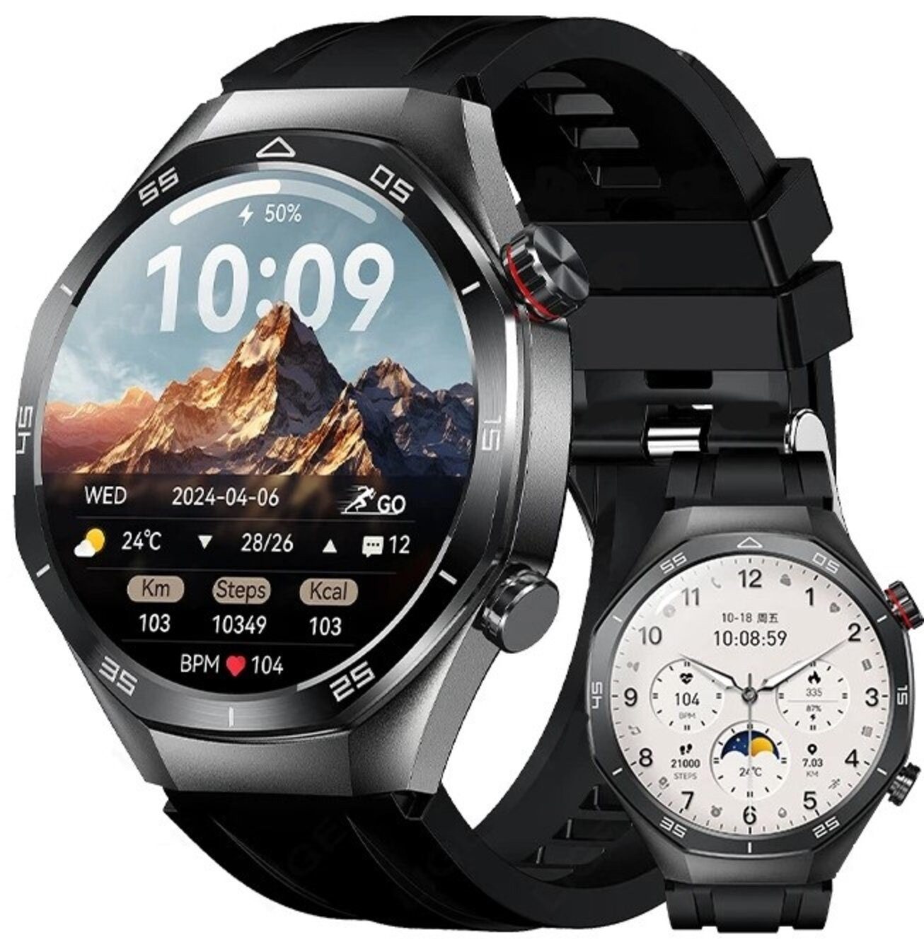 Nagham Ghazal Aswad Smartwatch Bluetooth Anruf Sport Schlaf Überwachung 1,52 Zoll Wecker Smartwatch (1.52 Zoll)