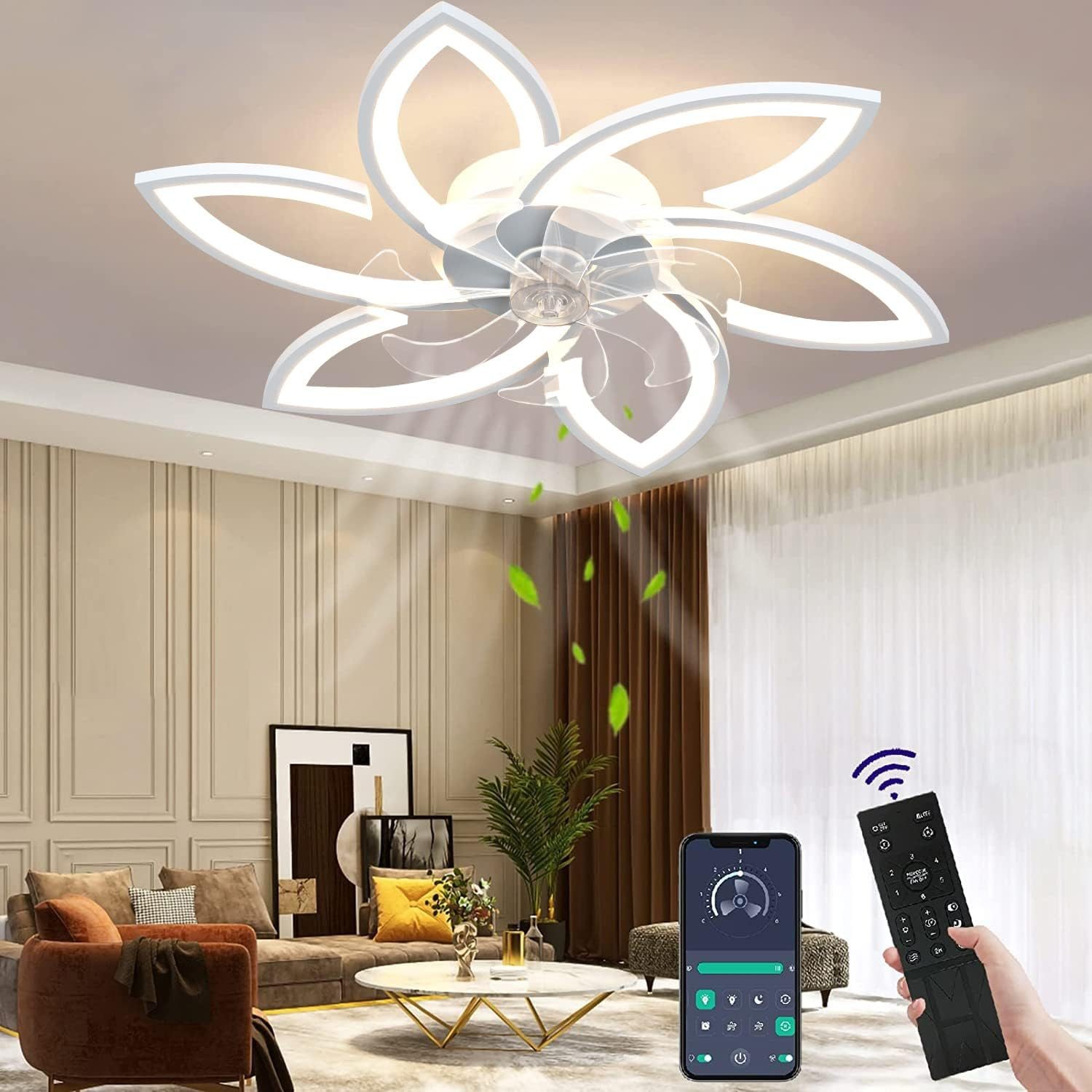 DOPWii Deckenventilator Deckenleuchte mit Ventilator,Lüfterlicht mit günstig online kaufen