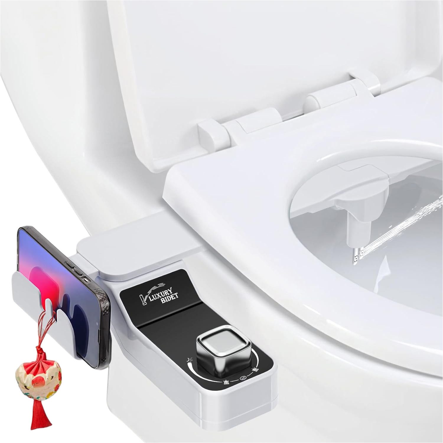 Refttenw Bidet Bidet Aufsatz für Toilette Bidet Toilettenaufsatz, Kaltwasser Doppeldüsen