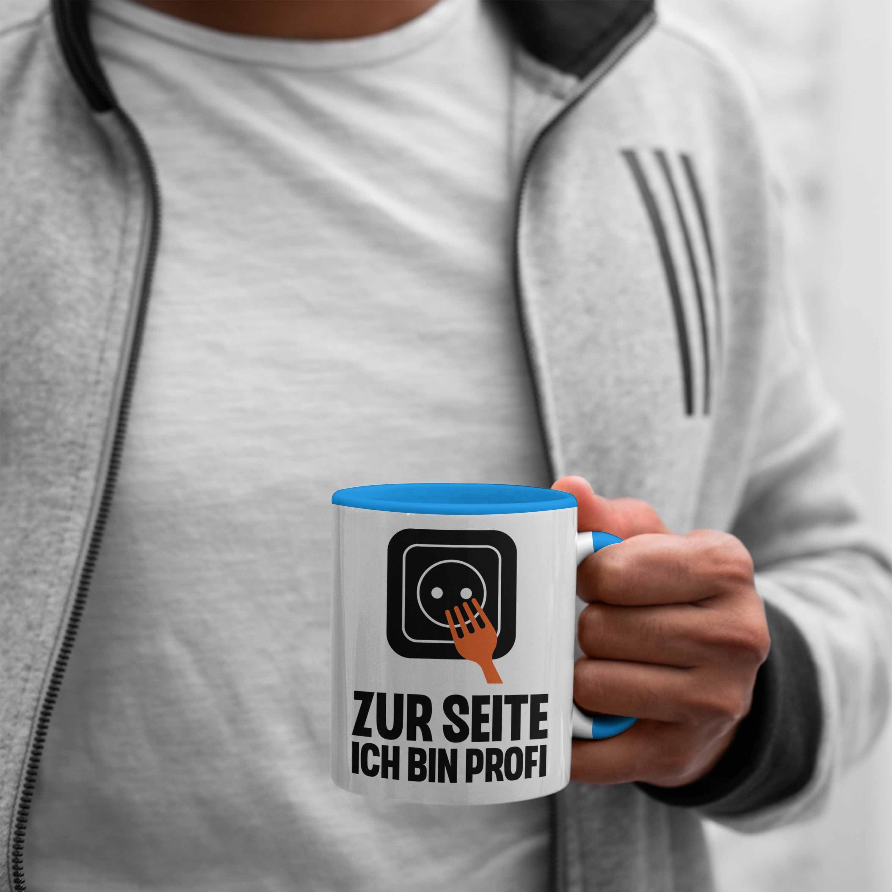 Elektriker - Kaffeebecher Geschenke Spruch Tasse Trendation Geschenkidee Lustig Gadget Geschenk Tasse Blau Trendation Männer