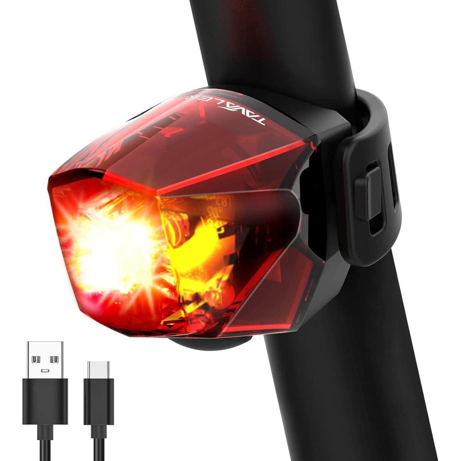 LuxusKollektion Fahrradständer Fahrrad Rücklicht USB-C aufladbar LED StVZO zugelassen IPX4