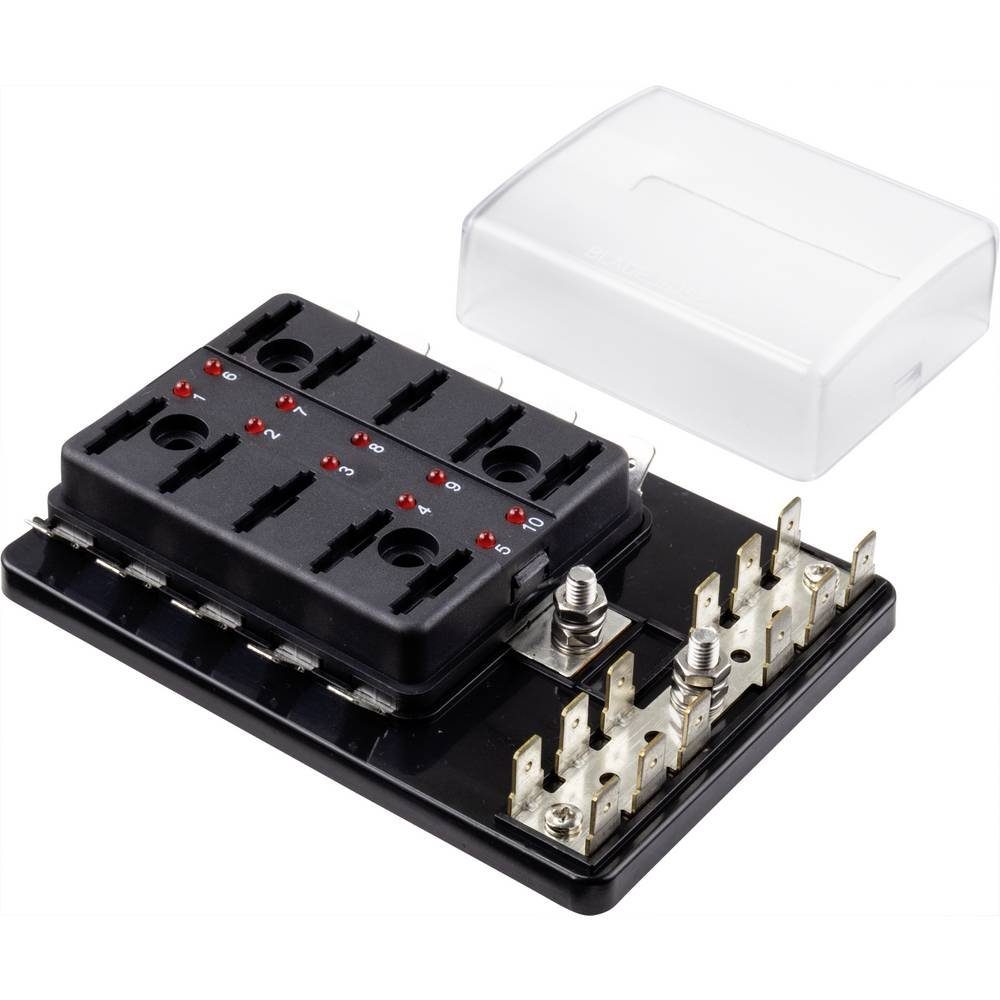 TRU COMPONENTS Sicherungshalter Flachsicherungs-Halter für 10 Sicherungen mit LED-Anzeige TC-9070604, mit Statusanzeige