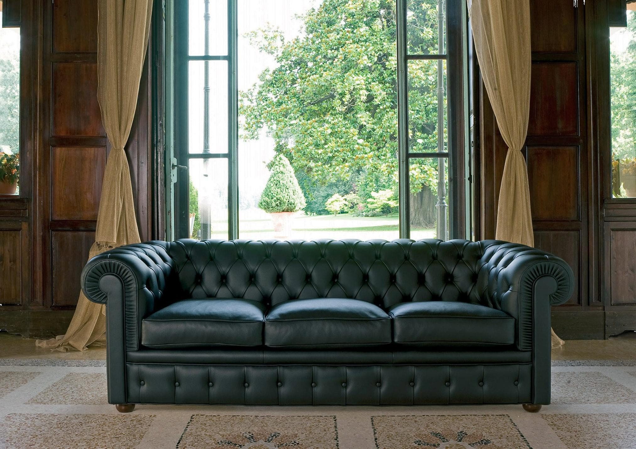 Xlmoebel Chesterfield-Sofa Elegantes Ledersofa im klassischen Chesterfield-Stil, Hergestellt in Europa