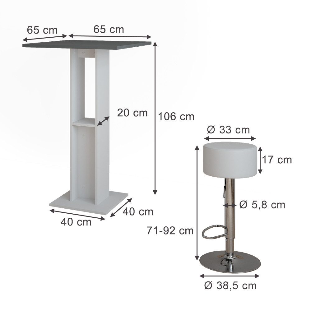 Vicco Bartisch Repose, Weiß/Anthrazit, 65 x günstig online kaufen