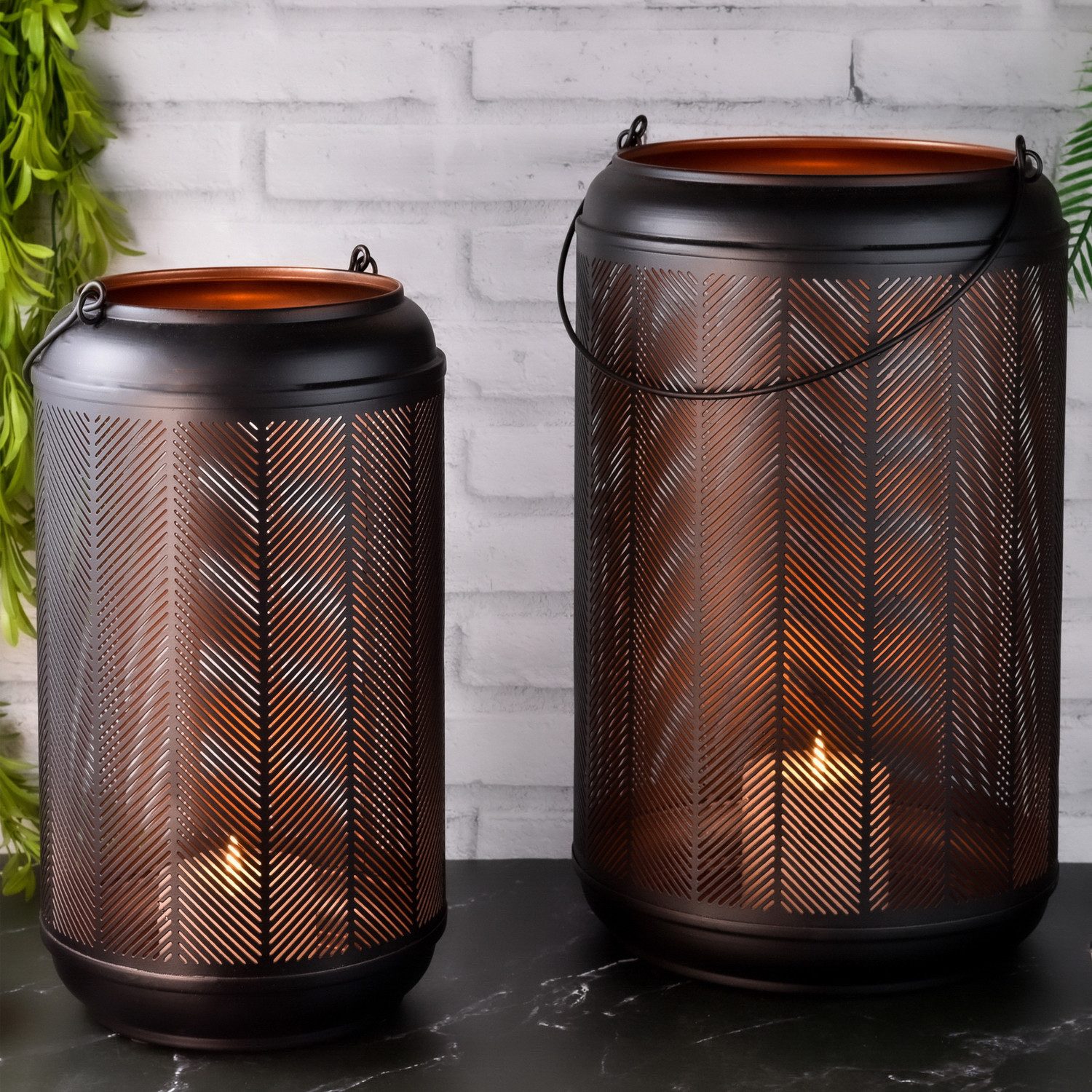 Marrakesch Orient & Mediterran Interior Tischkerzenhalter 2er Set Moderne Deko Balkon Garten Windlicht Gartenwindlicht Valkea (2 St), Handarbeit