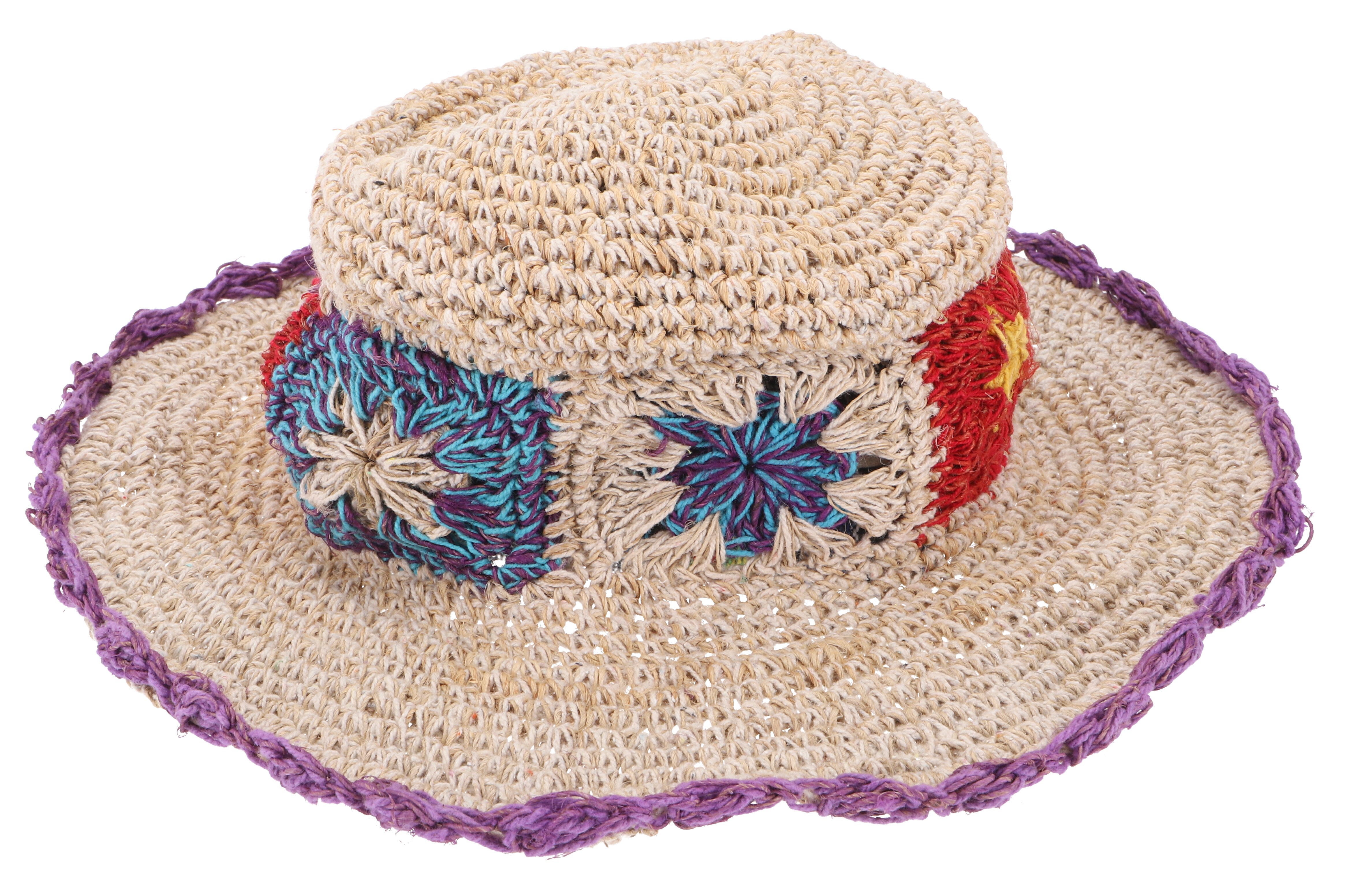 Guru-Shop Strickmütze Gehäkelter Sommerhut, bunter natürlicher.. günstig online kaufen