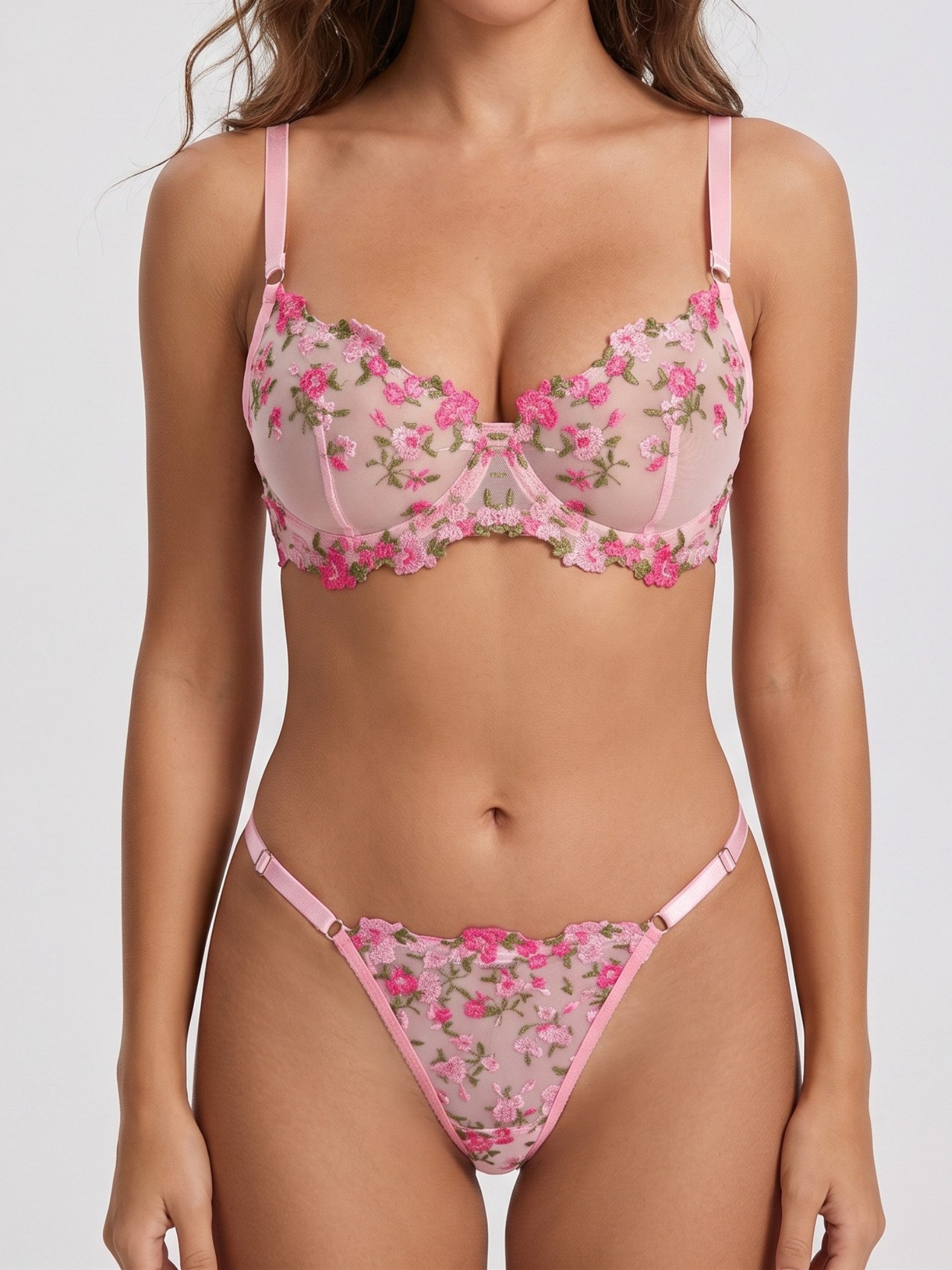 Elegant Love Set: Push-up-BH Dessous-Set für Frauen, Sexy BH-Set (Set, 2-tlg., mit String) Elegantes Lingerie-Set, Unterwäsche - Reizwäsche