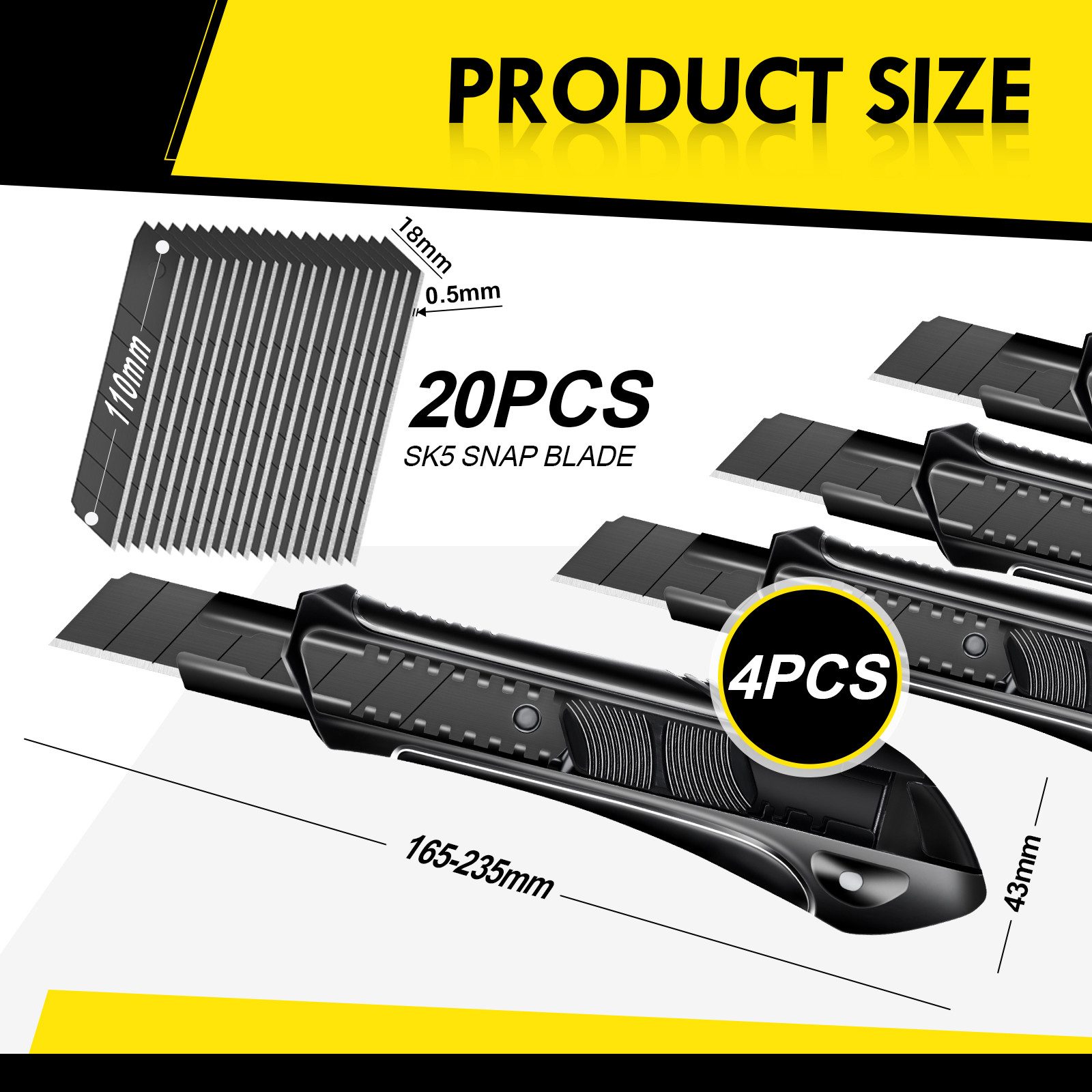 CCLIFE Montagewerkzeug Cuttermesser Kartonmesser mit Ersatzklingen, (4-tlg)