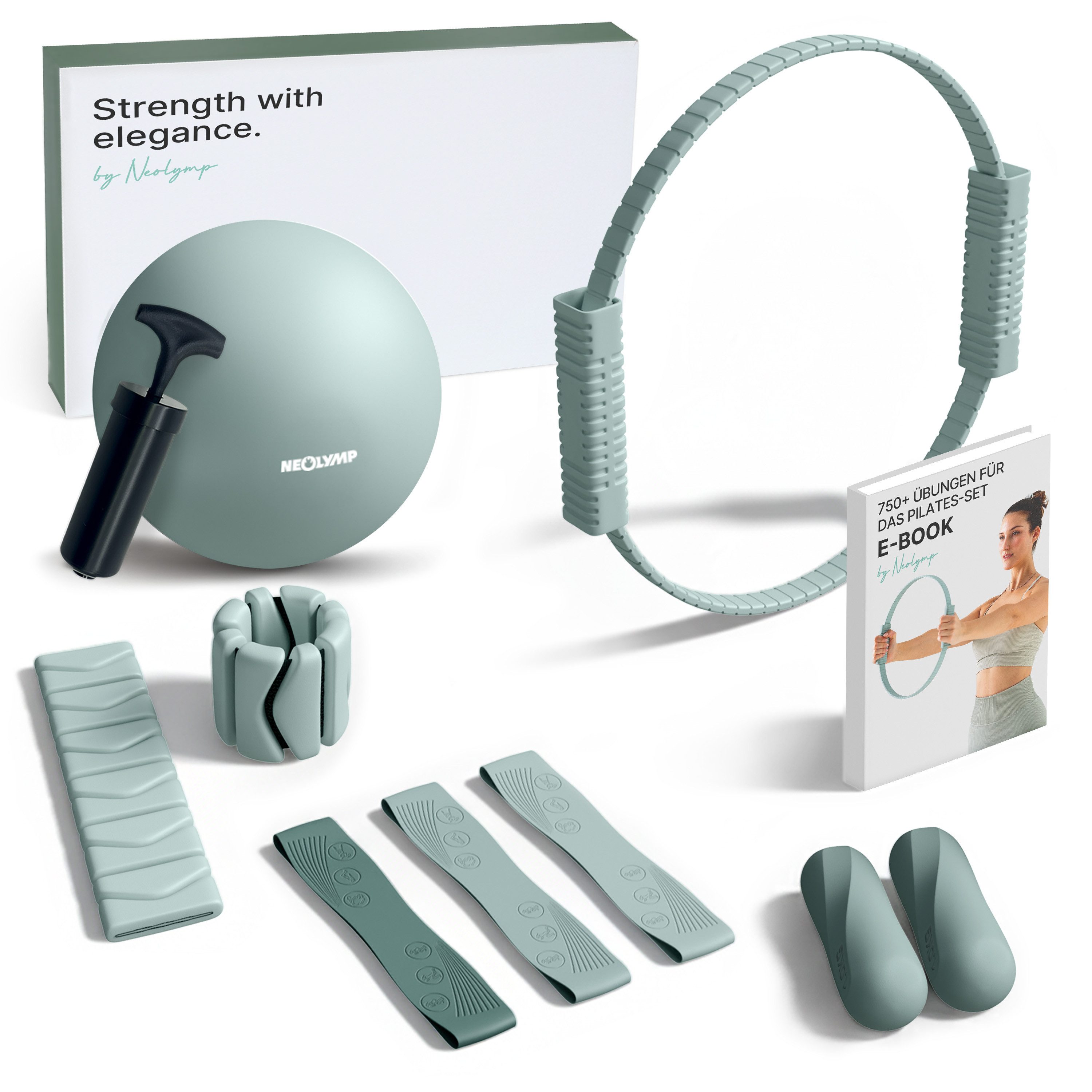 NEOLYMP Pilates-Ring Pilates Set für Zuhause – Pilates Ball, Pilates Ring & Gewichte (Set, Pilates Essential Kit Damen & Anfänger - Home Pilates), Pilates Zubehör Set – inkl. Pilates Bänder, 1kg Hanteln & E-Book