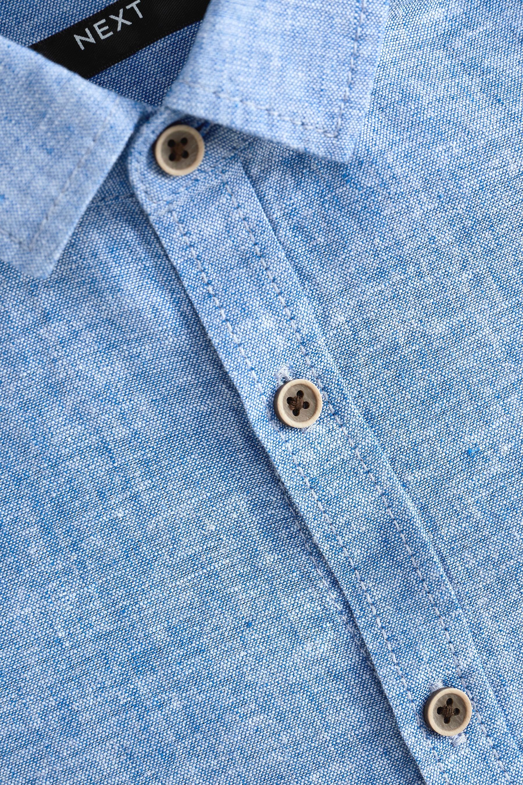 Kurzärmliges Blue Kurzarmhemd aus (1-tlg) Next Leinengemisch Hemd