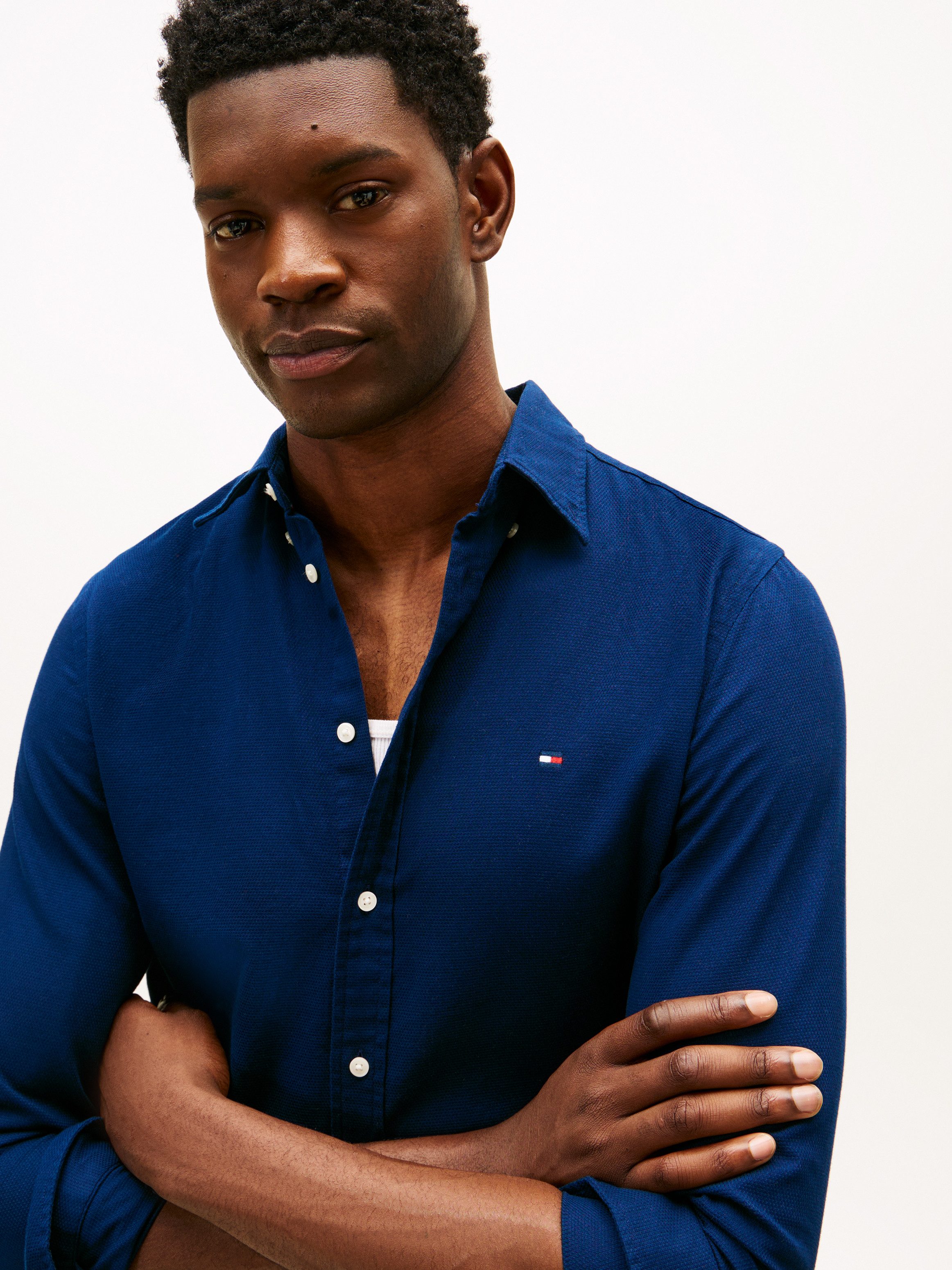 Tommy Hilfiger Langarmhemd FLEX DOBBY slim fit, Button-down-Kragen, unifarb günstig online kaufen