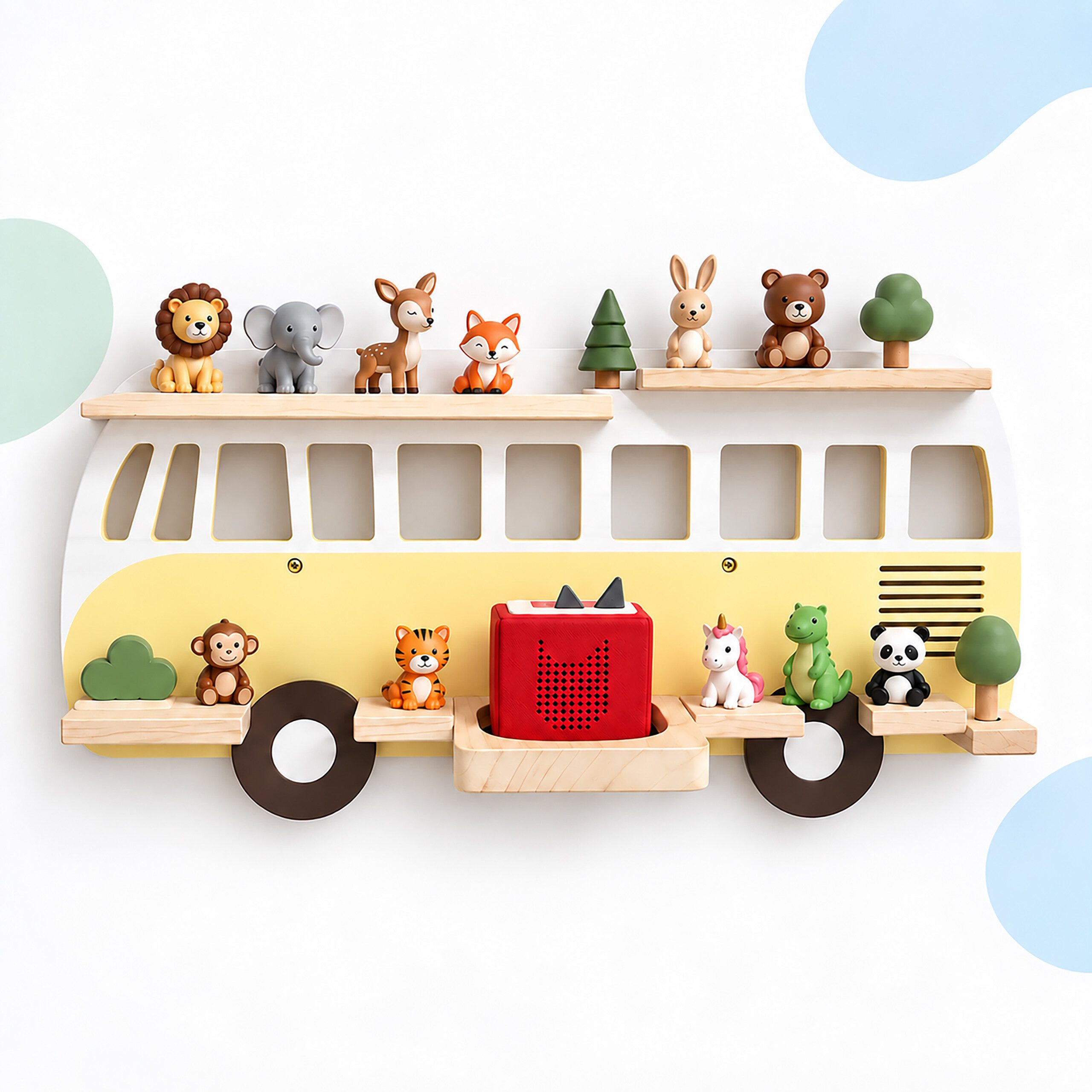 relaxdays Kinderregal Toniebox Regal Bus, 1-tlg., gelb – Bild 5 von 5