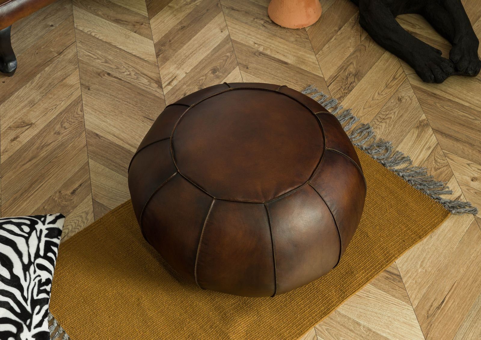 Massivmoebel24 Hocker CHESTERFIELD (Pouf Hocker Echtleder 58x58x38 braun CH günstig online kaufen