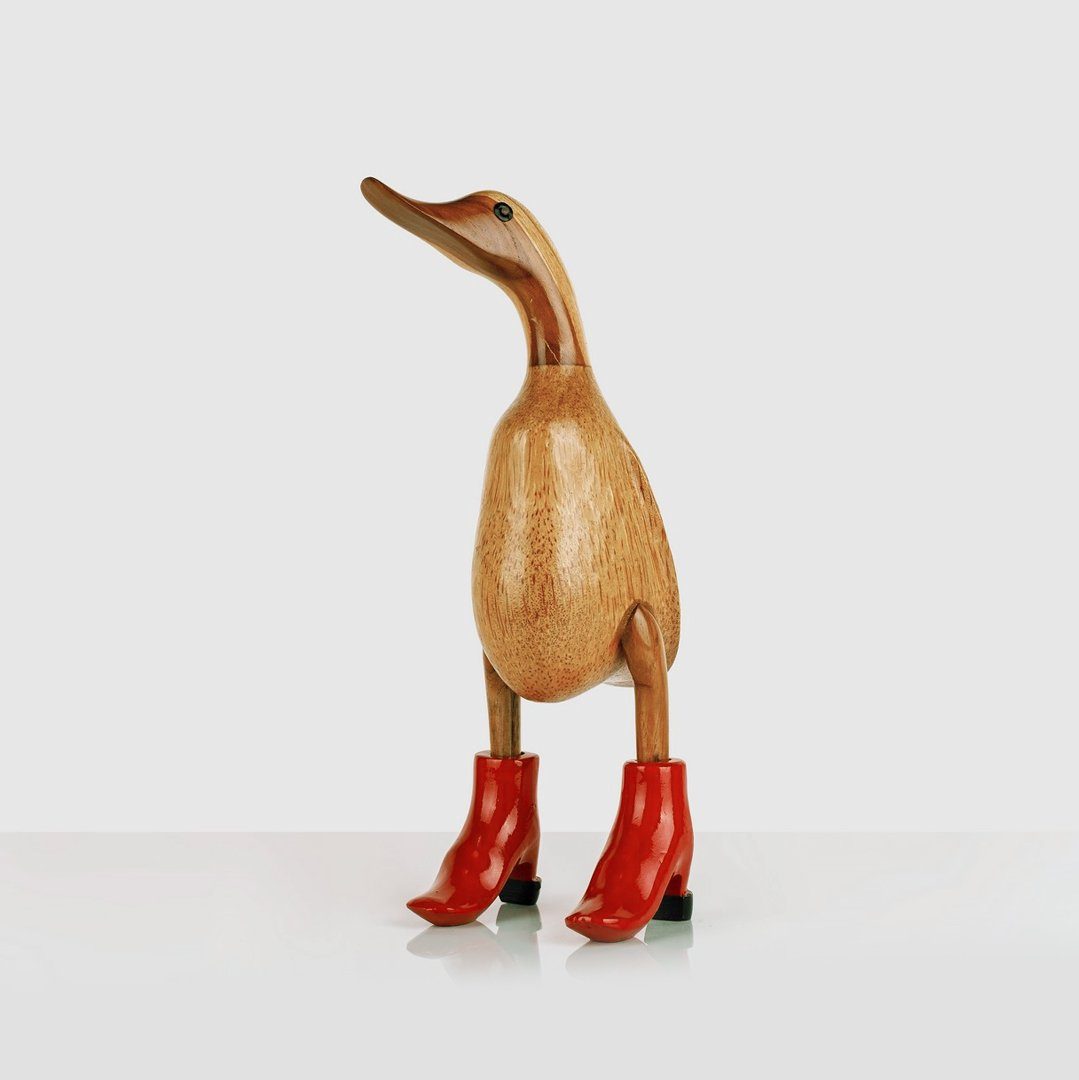 Rikmani Dekofigur Ente Stiefel Absätze - Handgefertigte Dekoration aus Holz