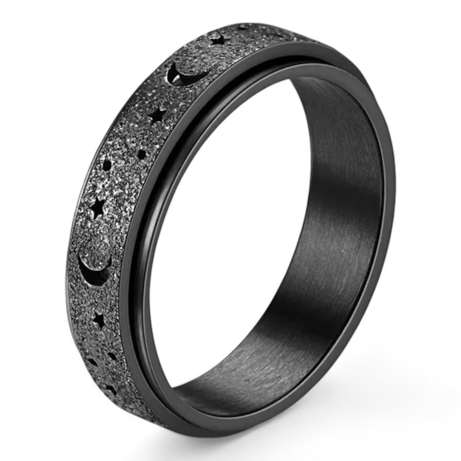 Eyecatcher Fingerring Anti Stress Fidget Ring Mond Sterne Anxiety Ring Langeweile, Drehbarer Ring, Beweglicher Ring