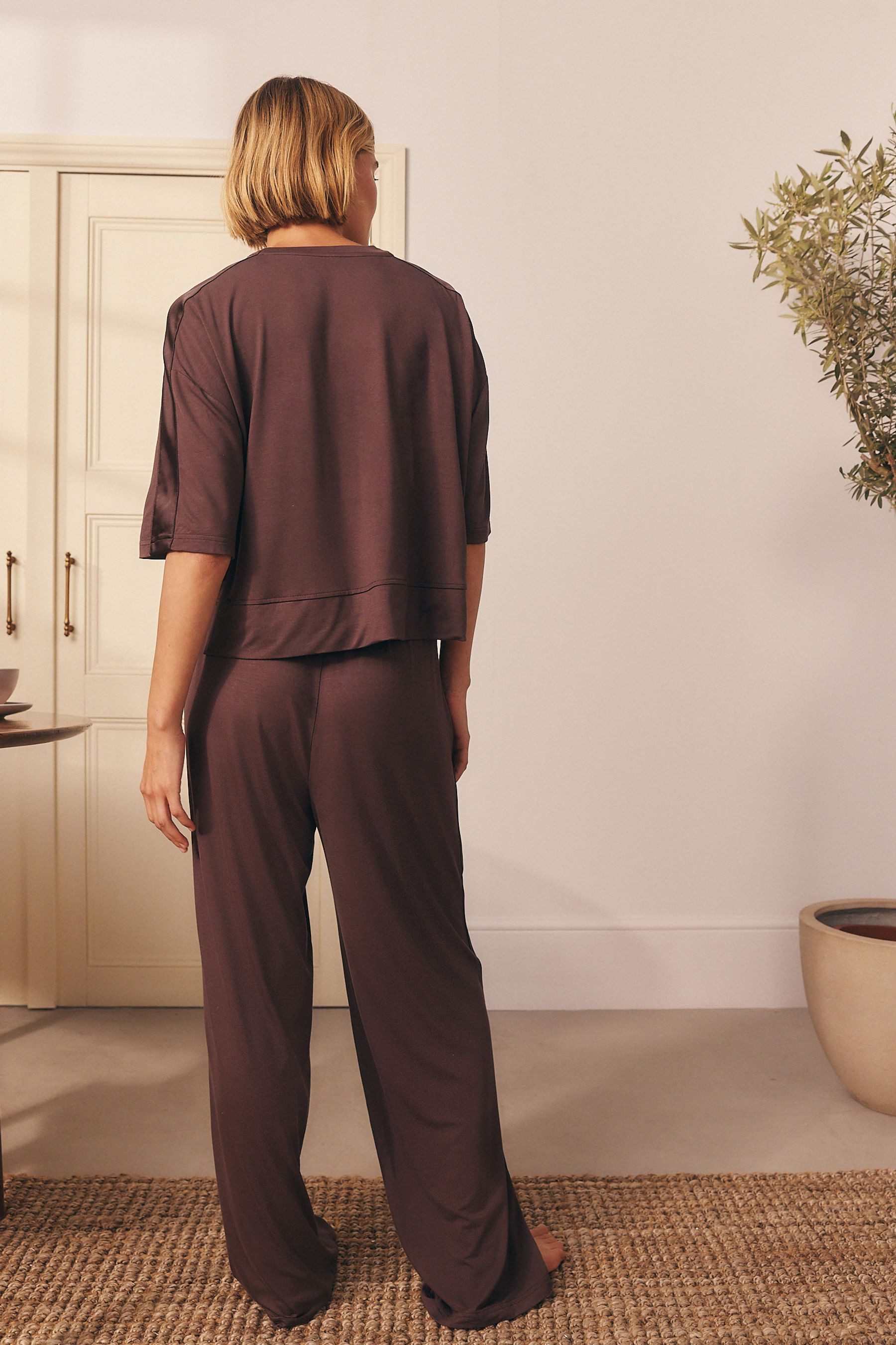 Next Pyjama Kurzärmeliger Schlafanzug aus Jersey-Satingemisch günstig online kaufen
