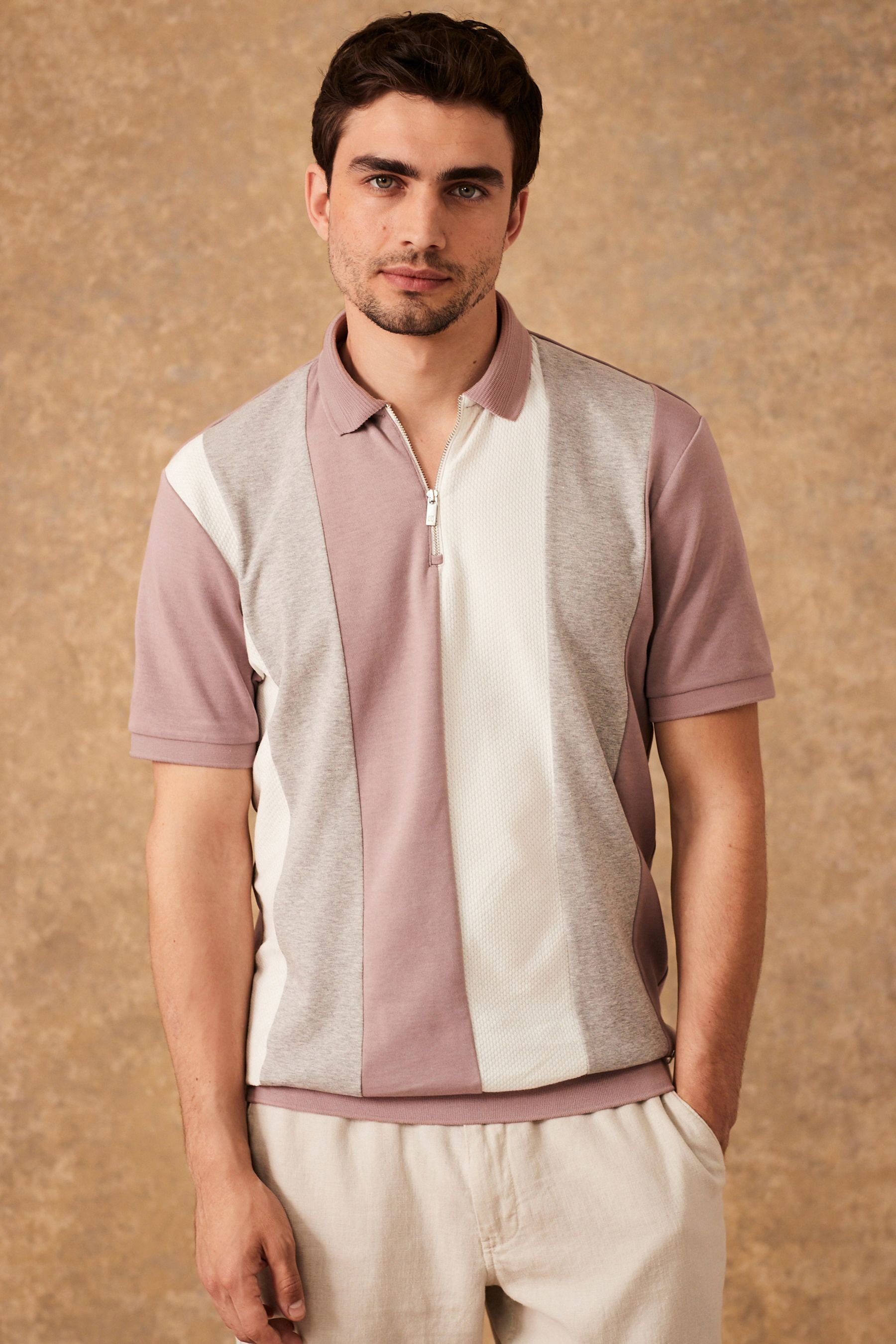 Next Poloshirt Polohemd (1-tlg) Pink Blockfarben in