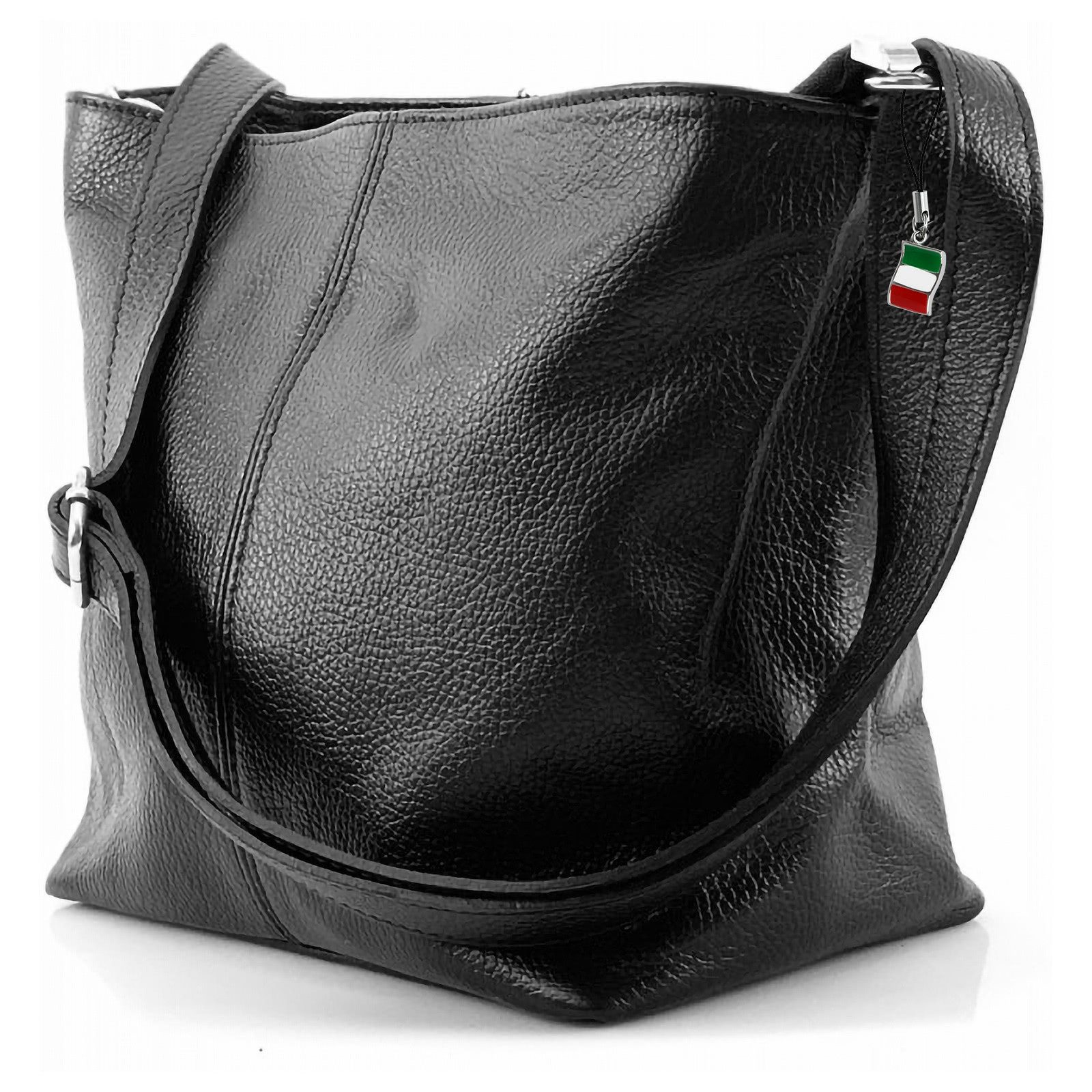 FLORENCE Schultertasche Florence Tasche schwarz Leder (Schultertasche), Dam günstig online kaufen