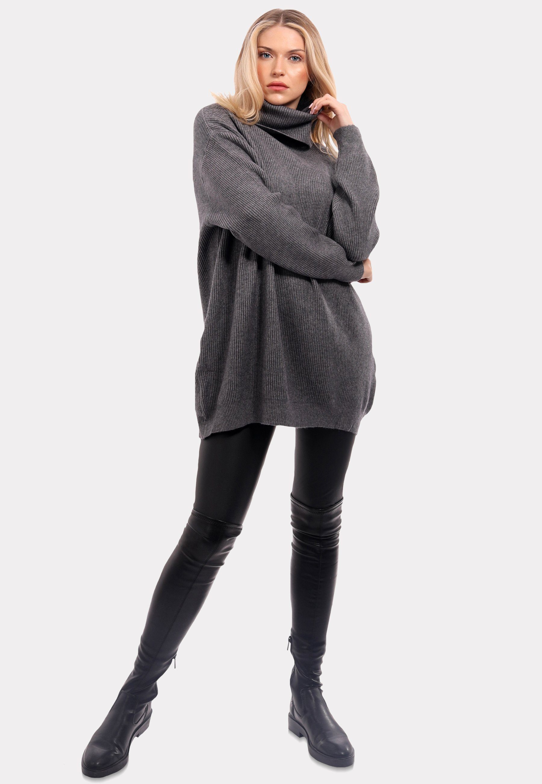 YC Fashion & Style Rollkragenpullover (1-tlg) Turtleneck in " "Chic Sweater grau Unifarbe