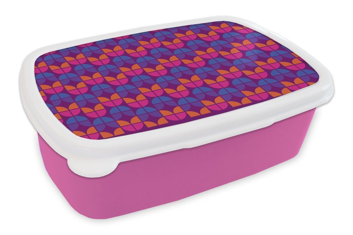 Lunchbox rosa Snackbox, Kunststoff MuchoWow (2-tlg), Retro, Tulpen für Brotdose Erwachsene, Kunststoff, Muster Brotbox Kinder, Mädchen, - -