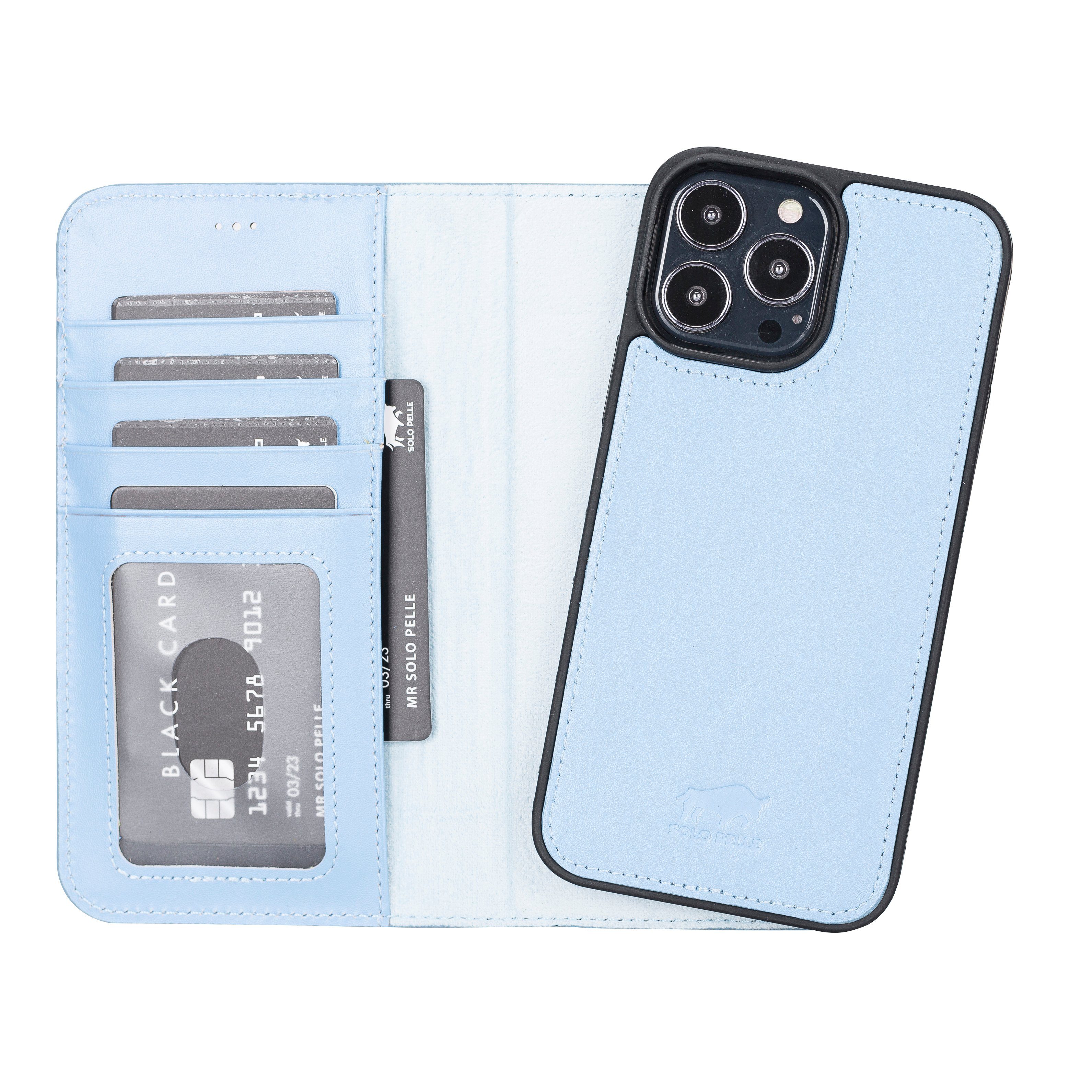 Solo Pelle Smartphonetasche Lederhülle für iPhone 13 Pro Max in 6.7 Zoll abnehmbare Hülle