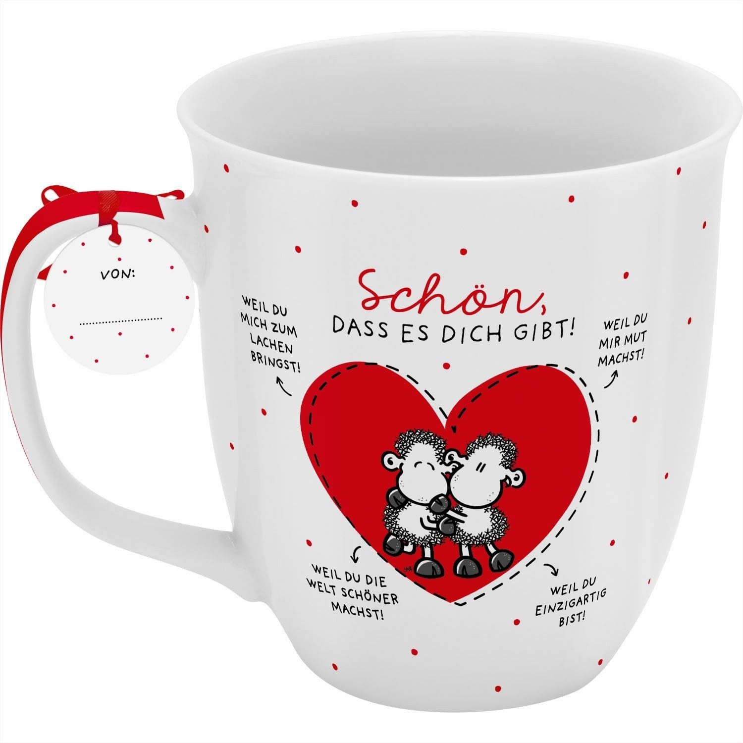 Sheepworld Tasse Tasse Tee- Kaffeetasse Kaffeebecher 40cl Geschenk Sheepworld Grande, Material: Porzellan