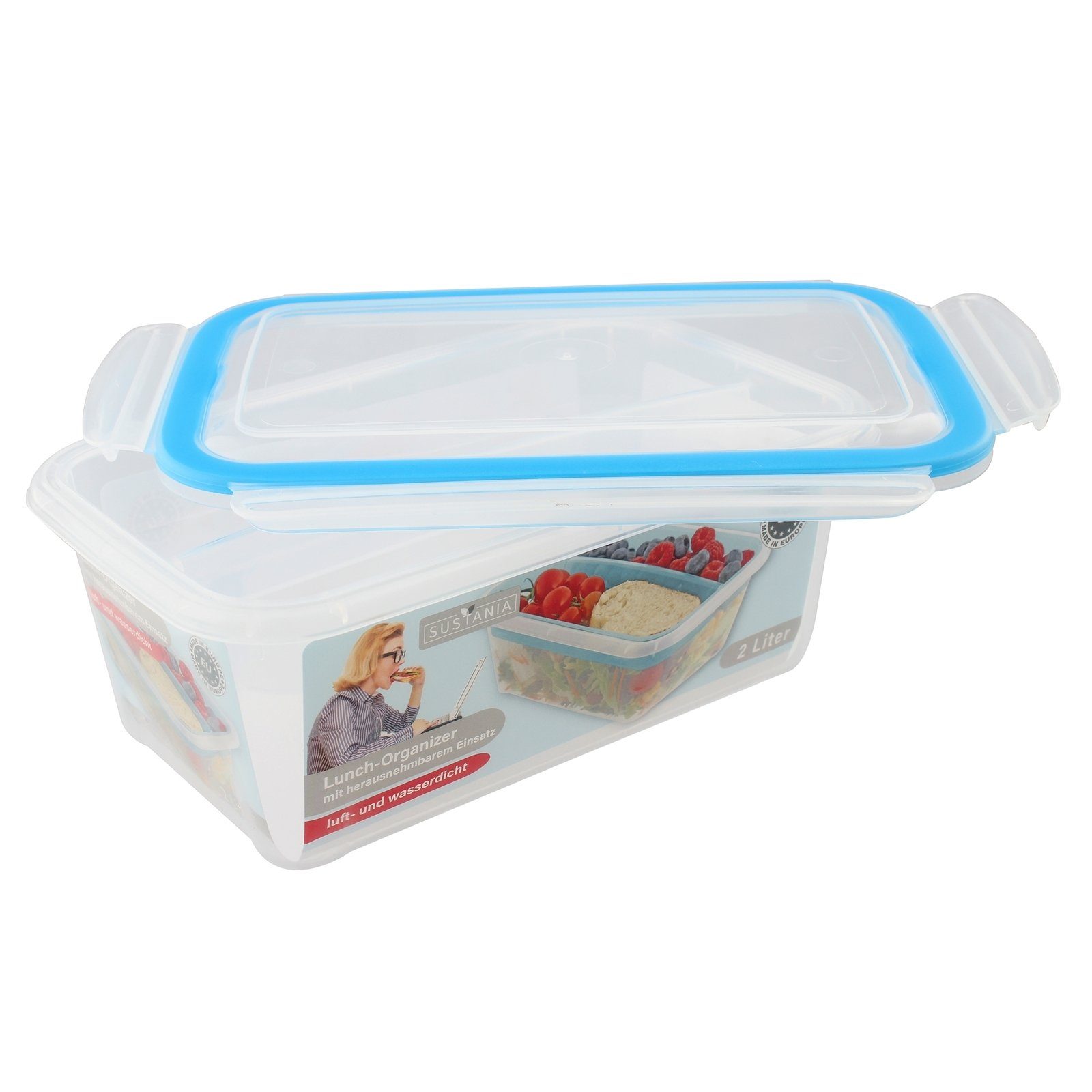 Neuetischkultur Frischhaltedose Lunchbox mit Einsatz Sustania, Kunststoff, mit Trennwand