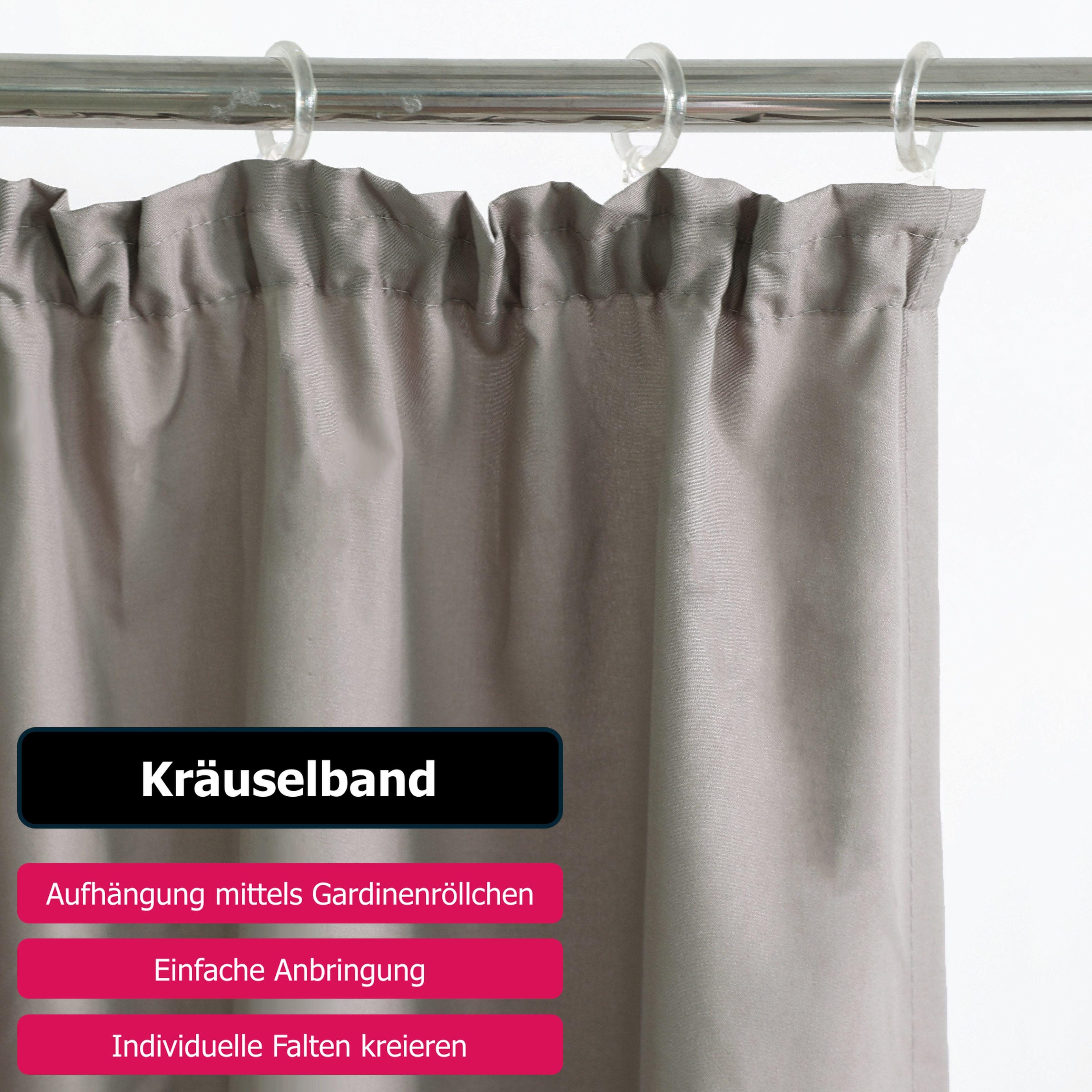 OTTO home Vorhang Raja, Gardinen mit Kräuselband, Vorhänge Wohnzimmer (2 St), Kräuselband, blickdicht, Polyester, 2er-Set, Bestseller, einfarbig, modern, pflegeleicht, Mikrofaser