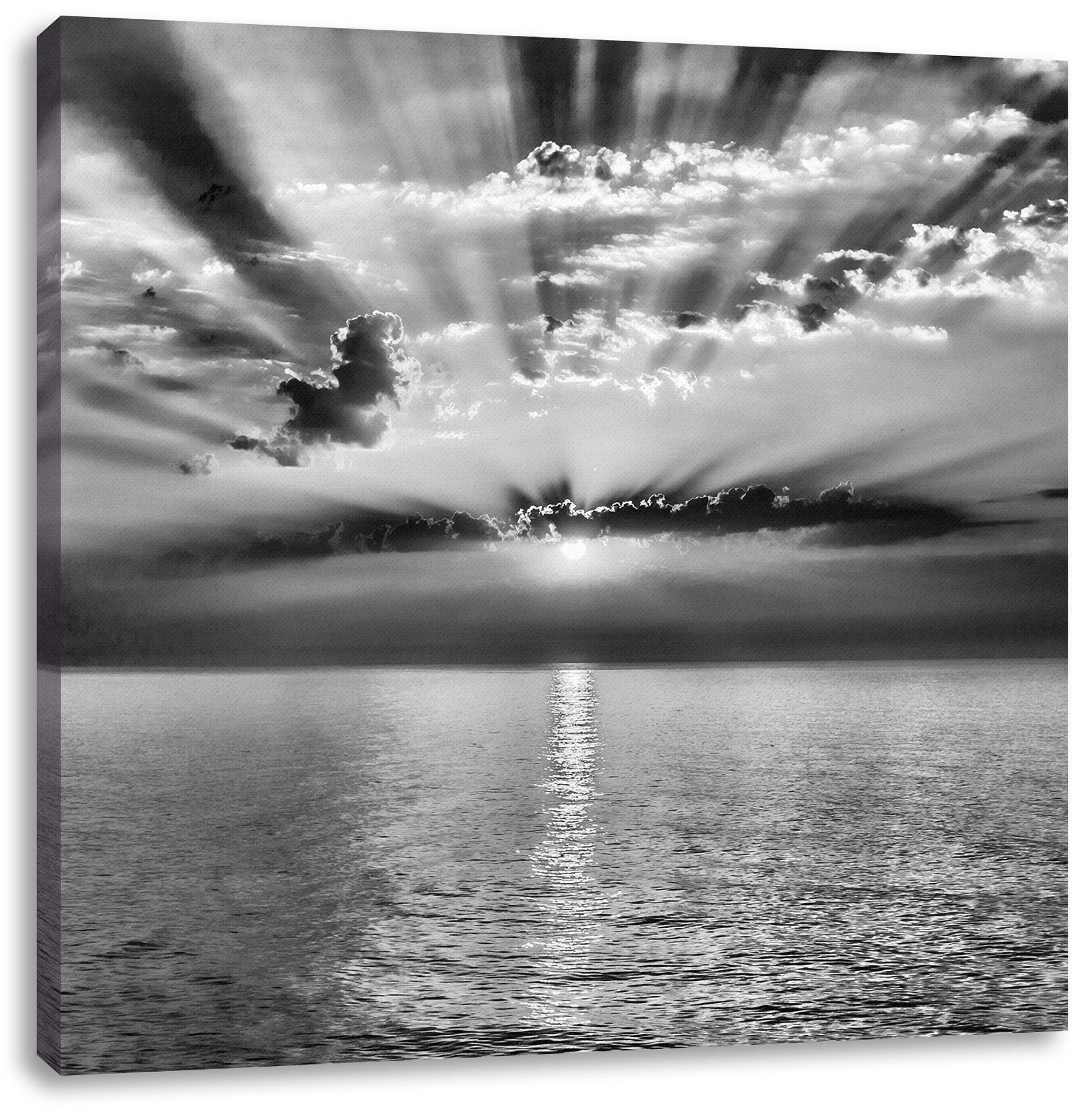 Pixxprint Leinwandbild Meer im Sonnenaufgang, Meer im Sonnenaufgang (1 St), Leinwandbild fertig bespannt, inkl. Zackenaufhänger