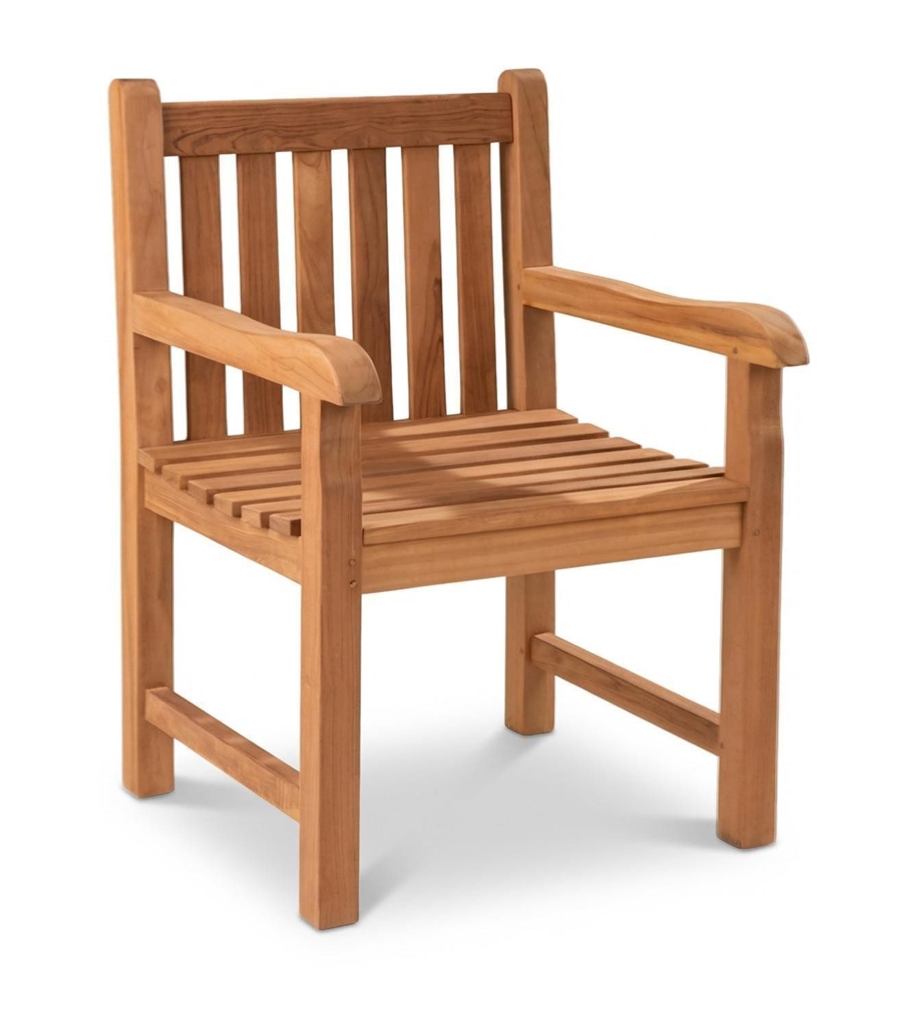 Outdoor Gartenstuhl KAMPEN, Braun, Teakholz, mit Armlehnen, B 60 x H 87 x T 51 cm