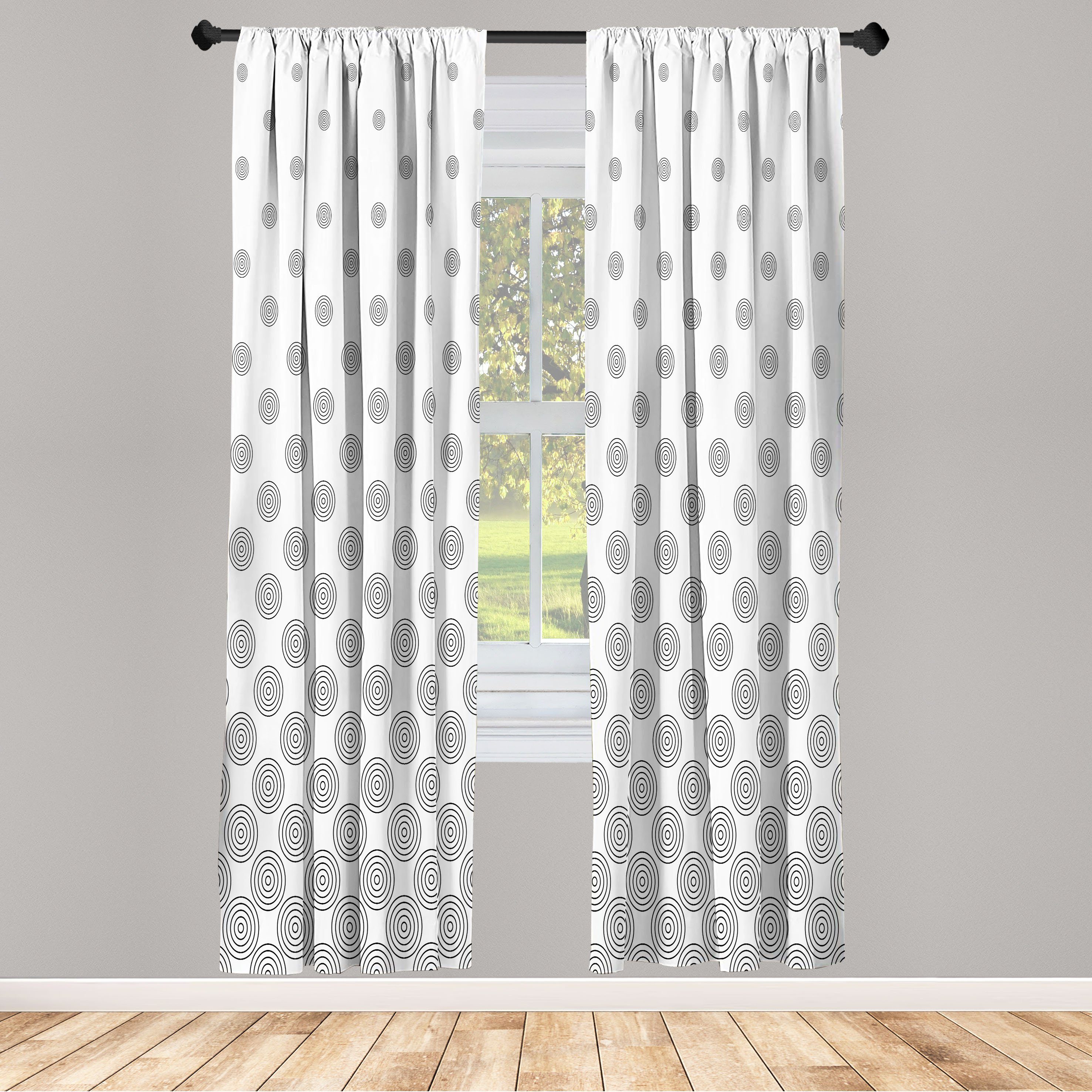 Gardine Vorhang für Wohnzimmer Abakuhaus, Schlafzimmer Dots Geometrisch Windende Dekor, Microfaser