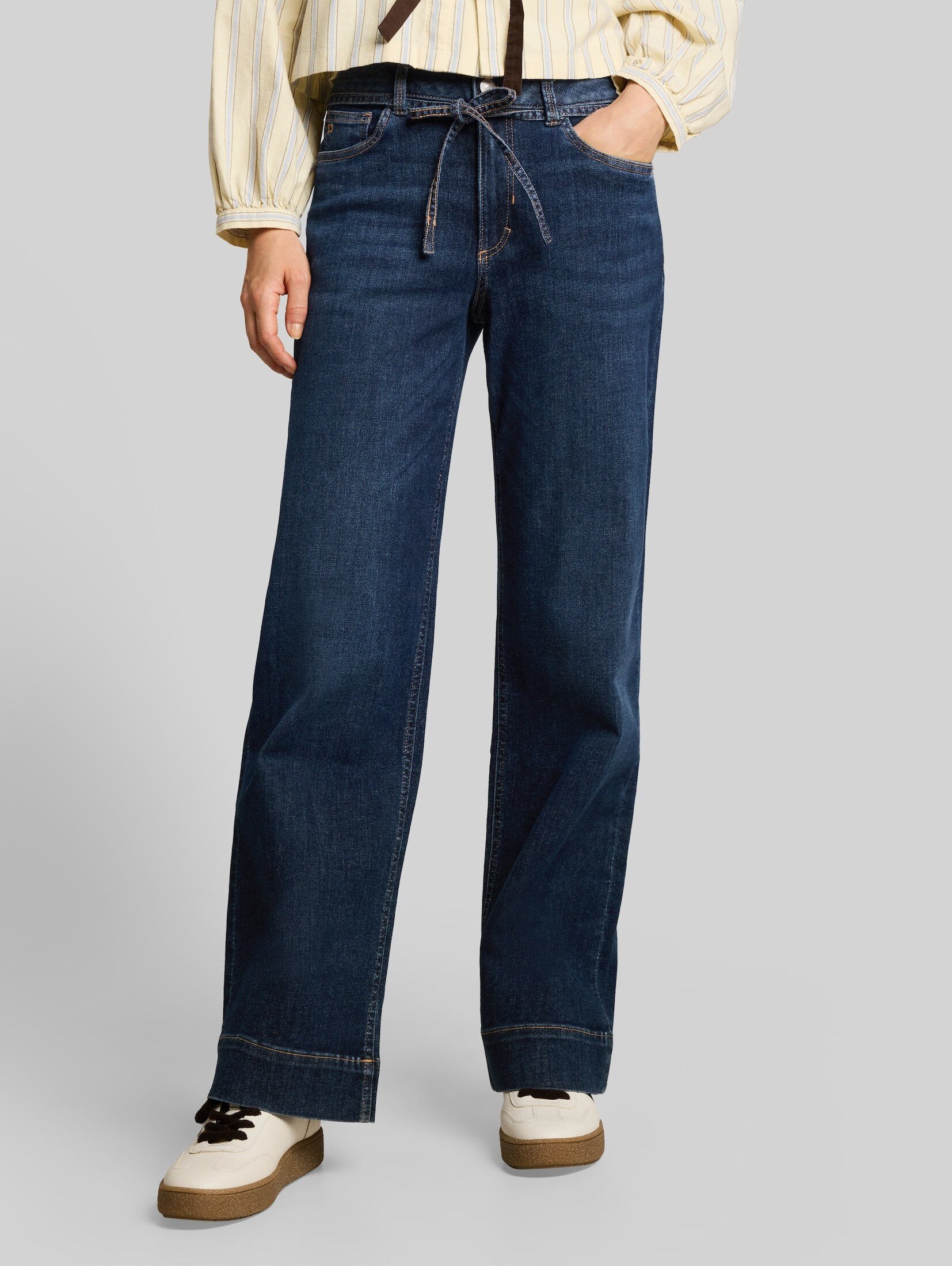 TOM TAILOR Denim Weite Jeans Jeanshosen TTEMILY WIDE Jeans mit Bindegürtel