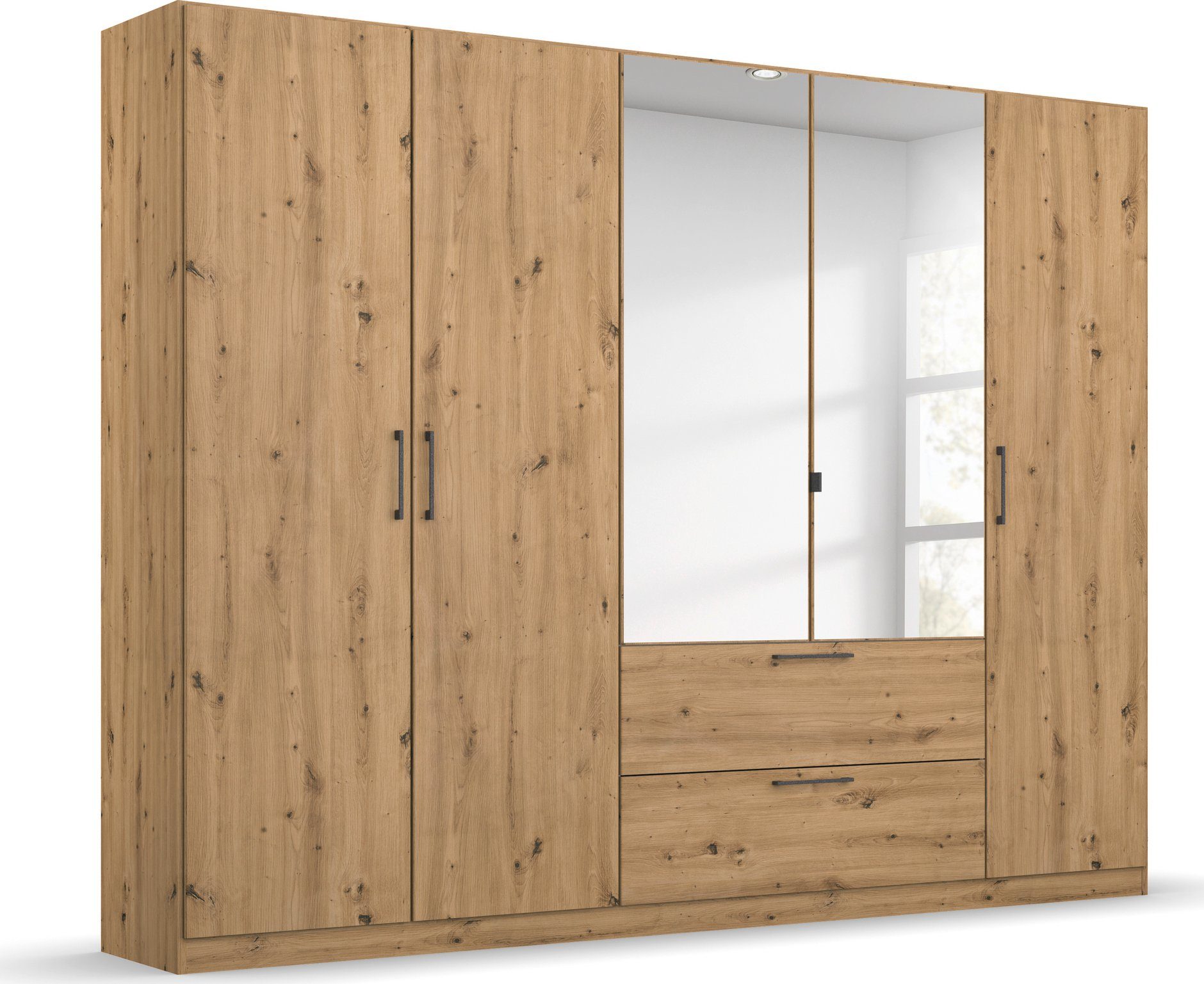 OTTO home Drehtürenschrank Kleiderschrank Schrank Garderobe Wäscheschrank CHALLENGER (Breiten 181/226 cm, Höhen 197/210 cm) mit Spiegeltüren und geräumigen Schubladen MADE IN GERMANY