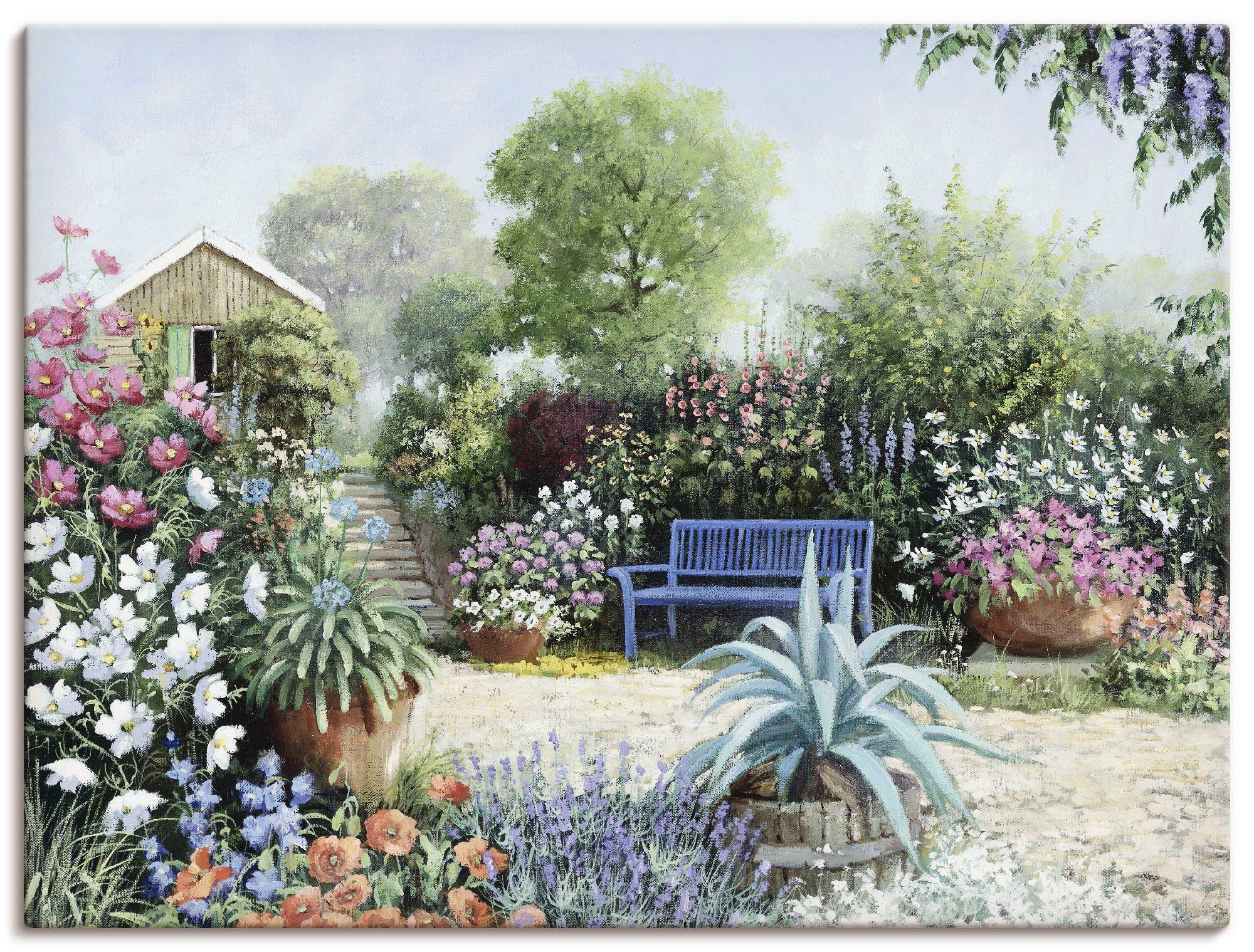 Artland Leinwandbild Ruhiger Garten, Garten (1 St), auf Holzrahmen gespannt