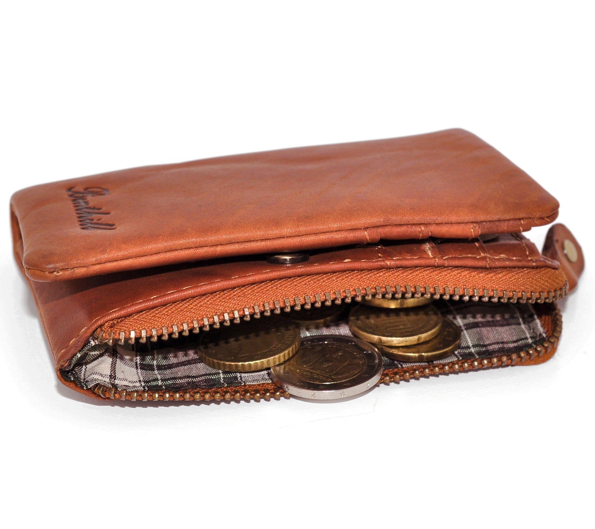 Benthill Geldbörse Klein Echt Leder Geldbeutel RFID Schutz 6 Kartenfächer Slim-Wallet, RFID-Schutz Kartenfächer Münzfach Reißverschlussfach – Bild 4 von 5