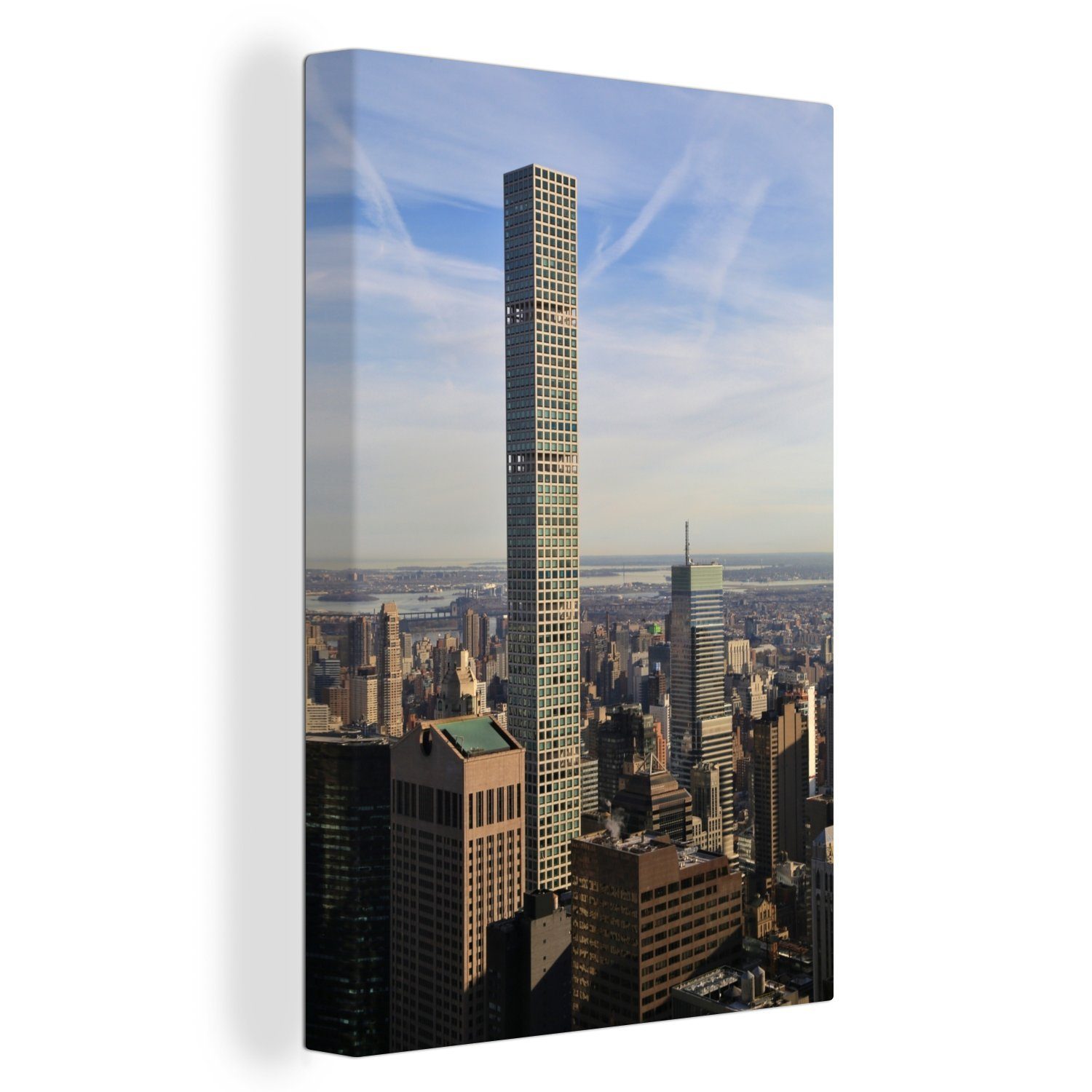 Leinwandbild Turm New Gemälde, cm 20x30 - Architektur Leinwandbild inkl. bespannt York Zackenaufhänger, - Amerika, fertig - St), (1 OneMillionCanvasses®