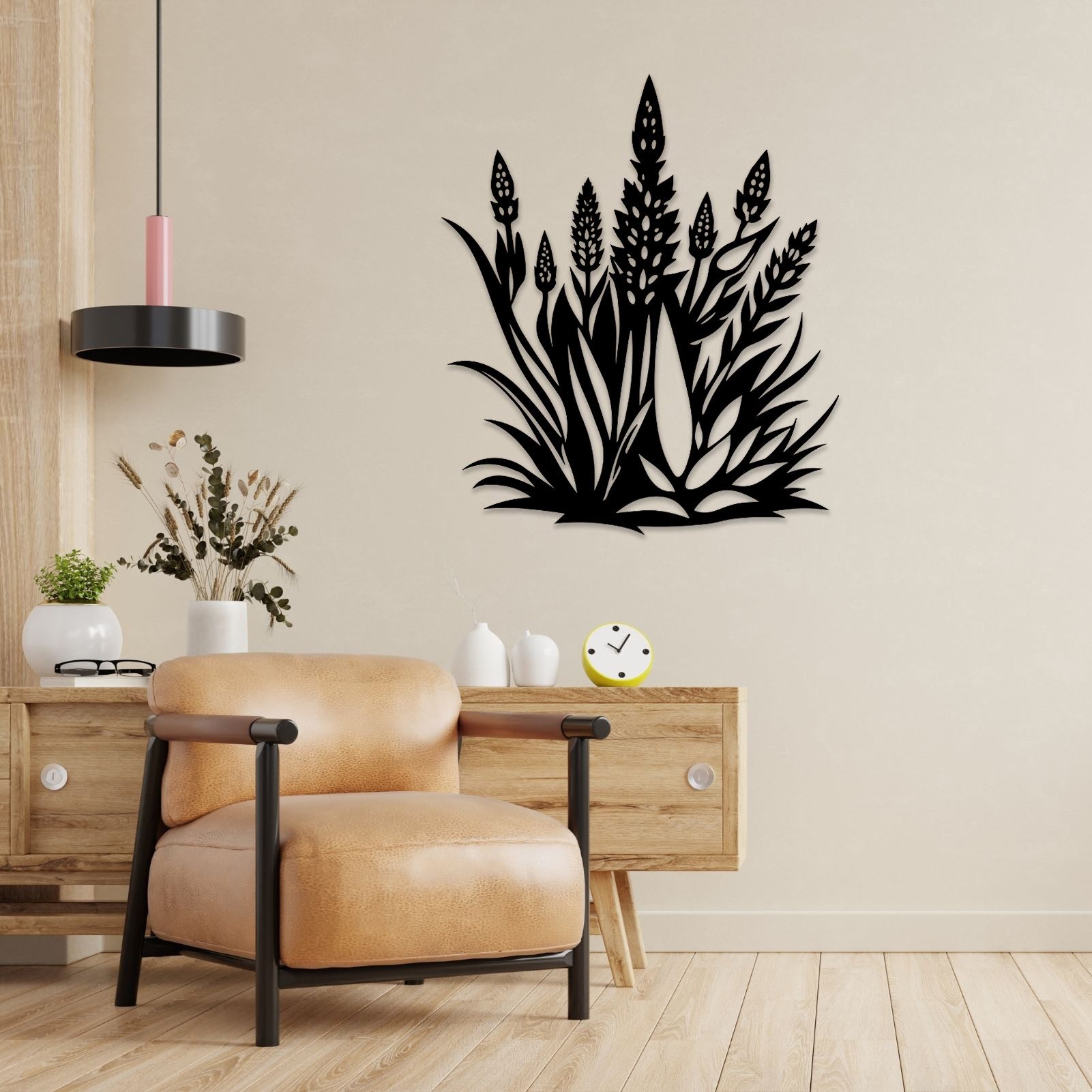 Jumpeak Wanddekoobjekt Wanddekoration im Lavendel-Design, frisch, romantisch, Silhouettenkunst, Metall, 4 Farben, 2Größen, Wanddekoration für das Wohnzimmer,Natürlich