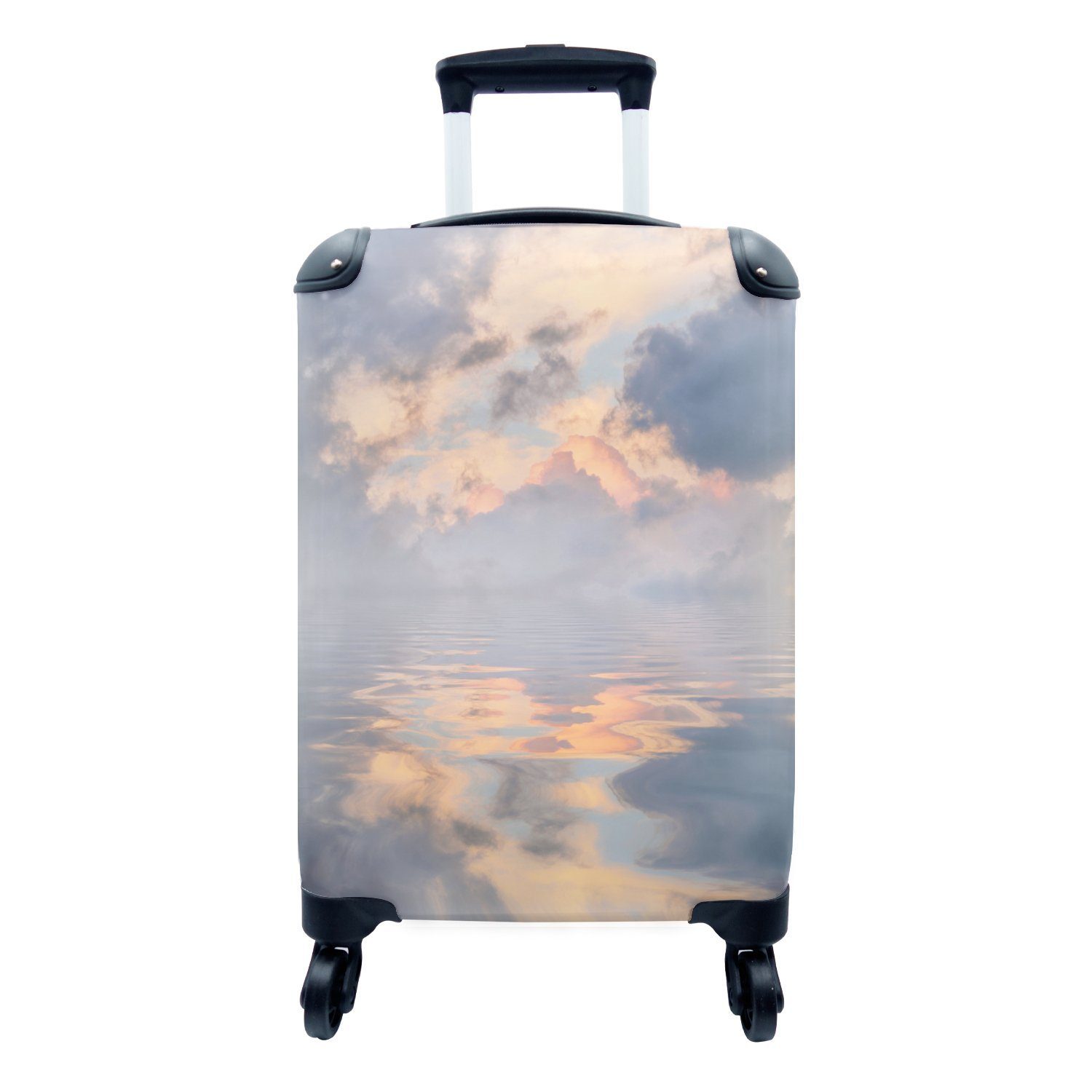 MuchoWow Handgepäckkoffer Gemälde eines grauen Himmels über einem Meer, 4 Rollen, Reisetasche mit rollen, Handgepäck für Ferien, Trolley, Reisekoffer