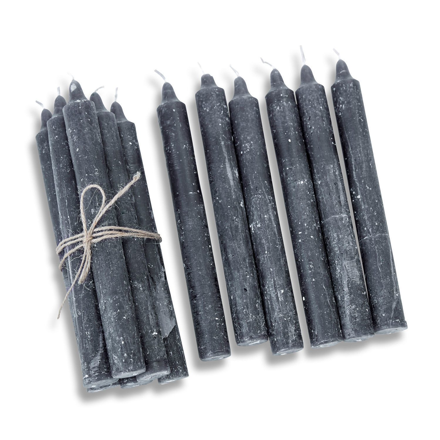 Mirabeau Stumpenkerze Kerze 12er Set Bauceau anthrazit (12er Set, 12er Set), none