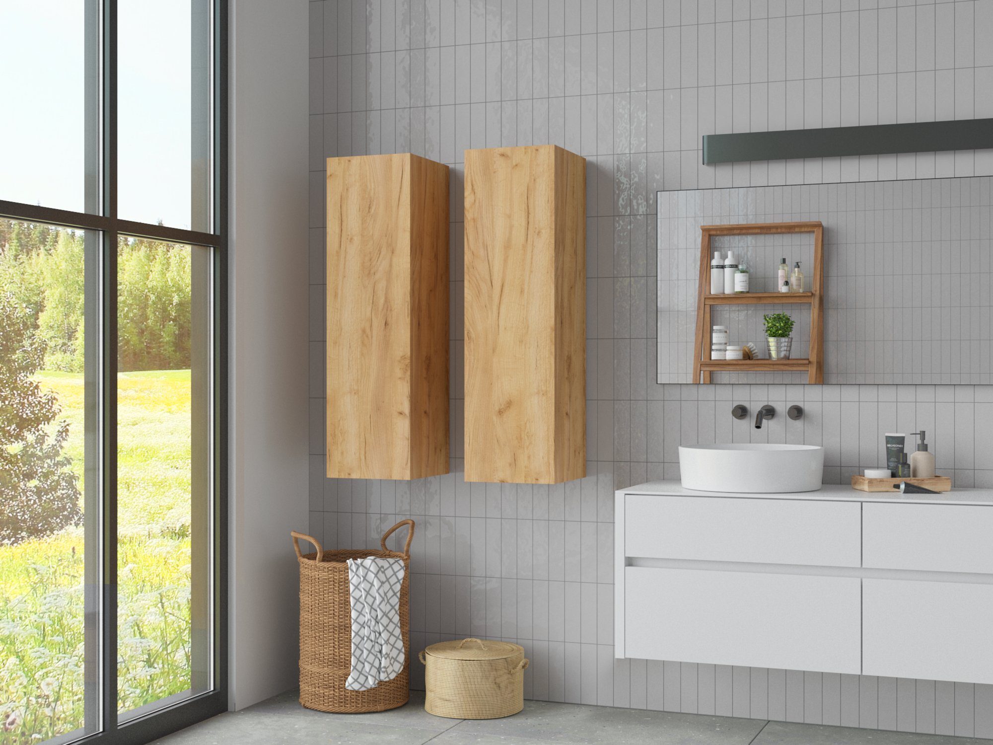 Platan Room Hängeschrank Wandschrank 105/ 160cm hoch mit Fronten in Hochgla günstig online kaufen