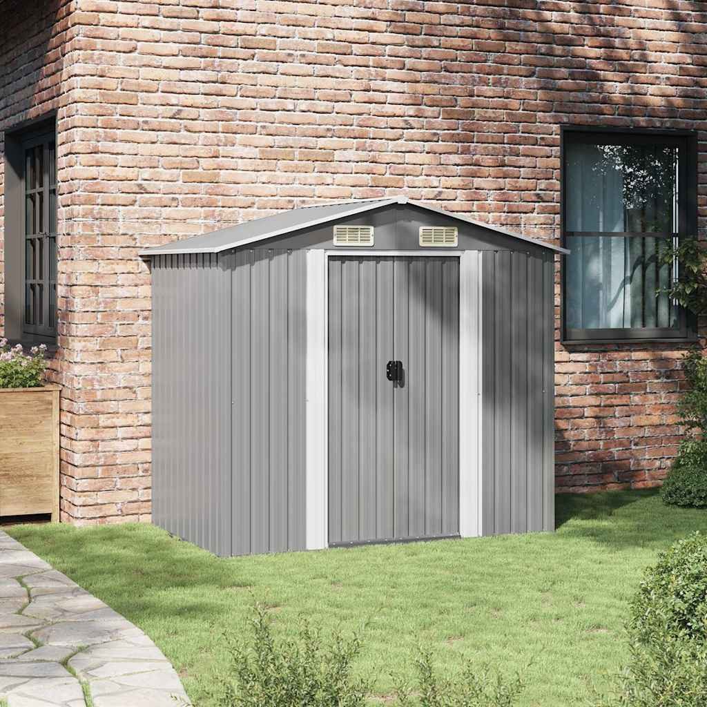 vidaXL Gartenhaus Gartenschuppen Grau Metall 204 x 132 x 186 cm