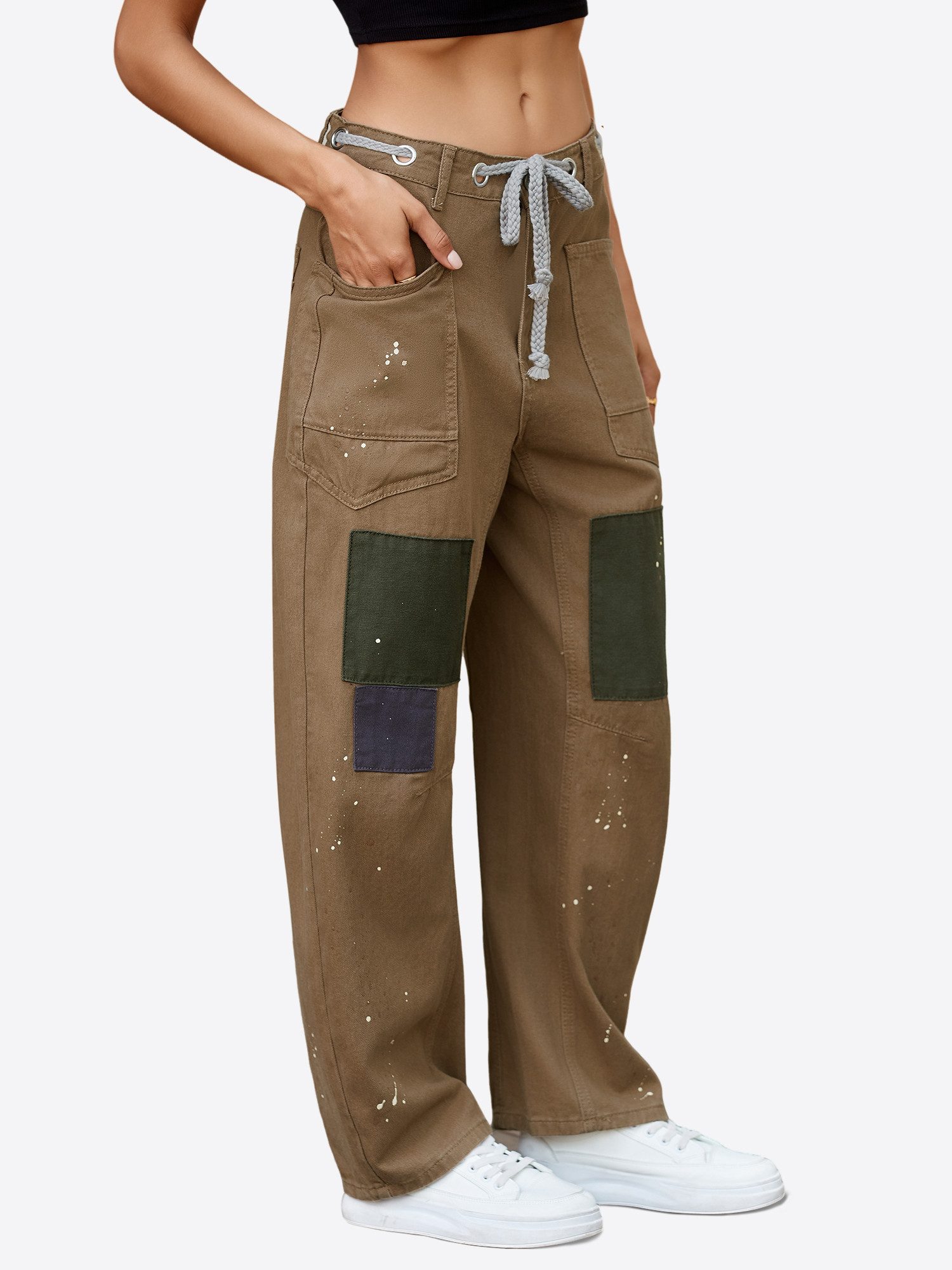 Imily Bela Loose-fit-Jeans Damen Baggy Barrel Hufeisen Jeanshose (Packung, 1-tlg., 1per-Pack) LOOSE