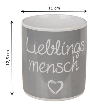 Haus und Deko Geschirr-Set Lieblingsmensch Tasse Jumbo 850 ml Geschenk Kaffeetasse Steingut Beche (1-tlg), 1 Personen, Keramik